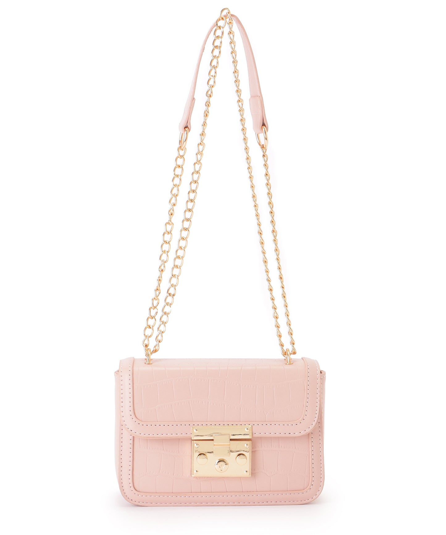 クロコ風 型押し スクエア ショルダーバッグ