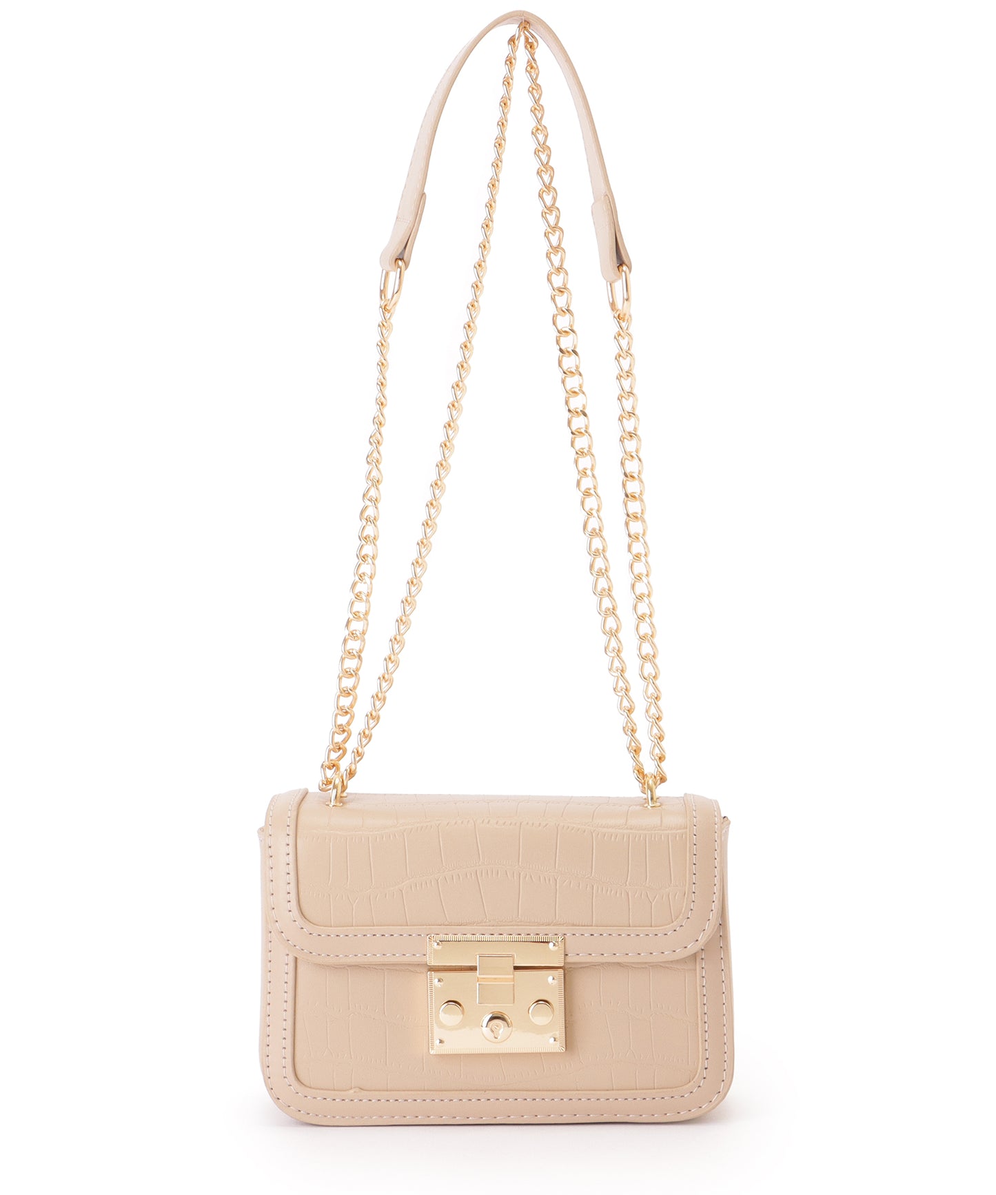 クロコ風 型押し スクエア ショルダーバッグ