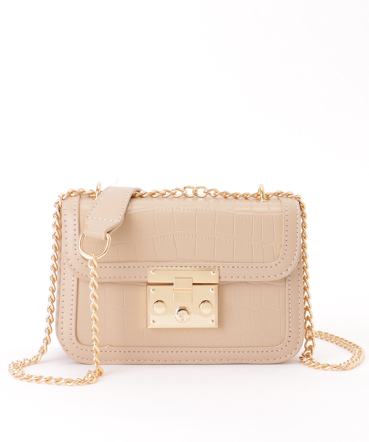 クロコ風 型押し スクエア ショルダーバッグ