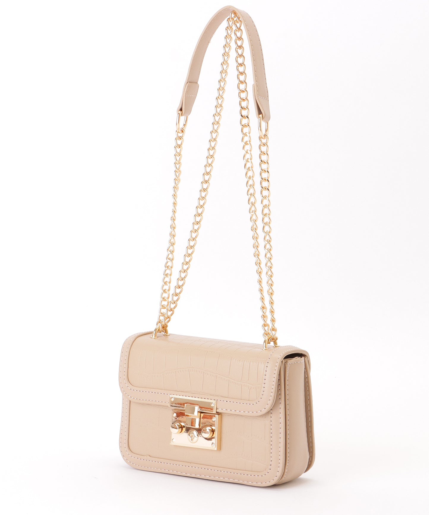 クロコ風 型押し スクエア ショルダーバッグ