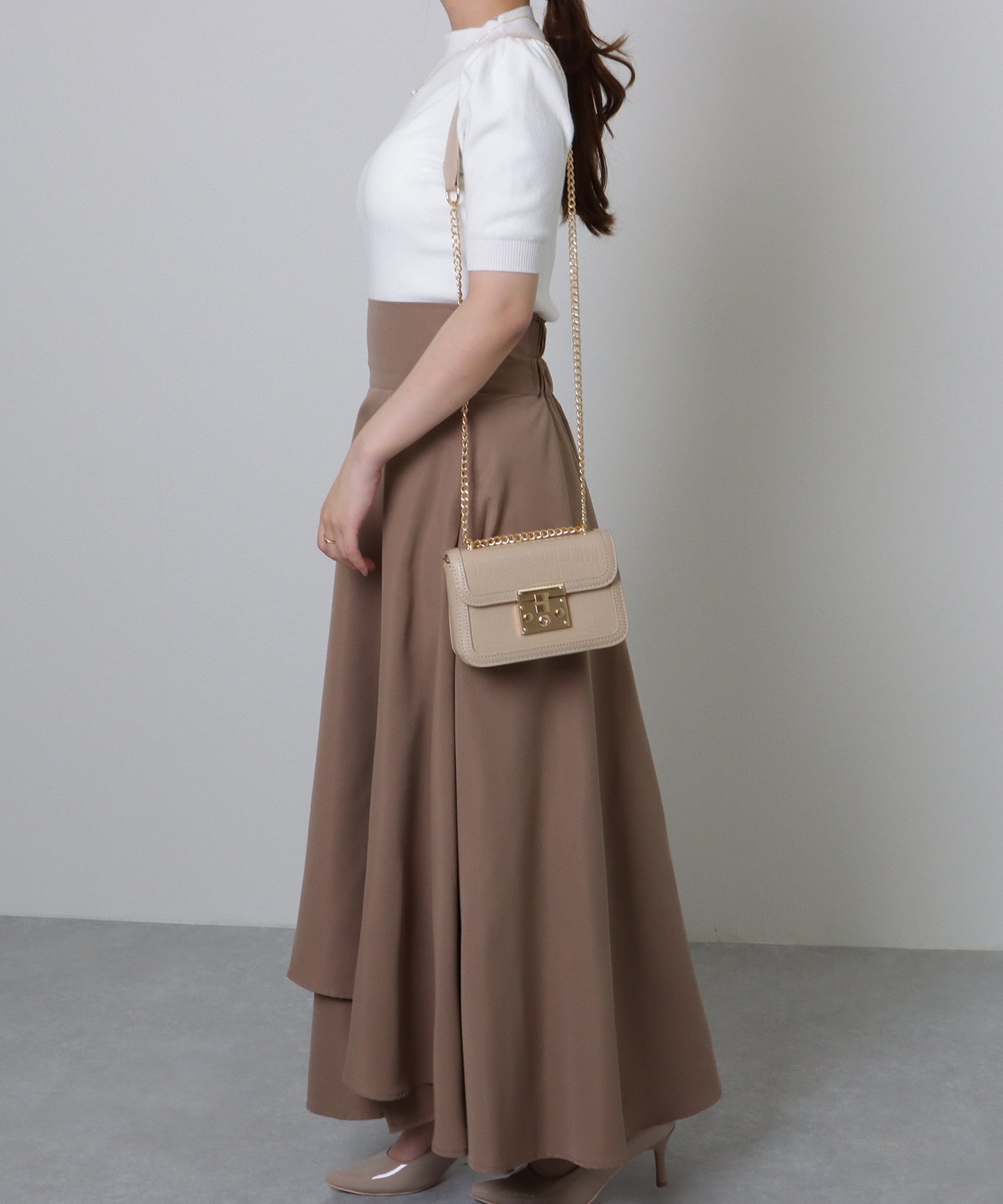 クロコ風 型押し スクエア ショルダーバッグ