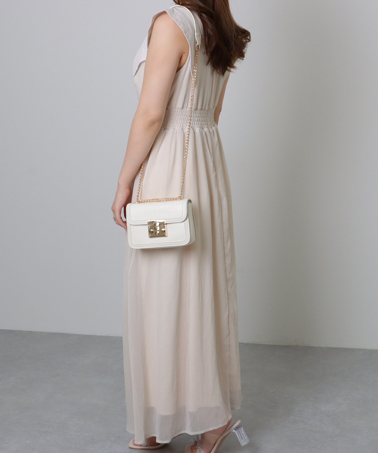 クロコ風 型押し スクエア ショルダーバッグ