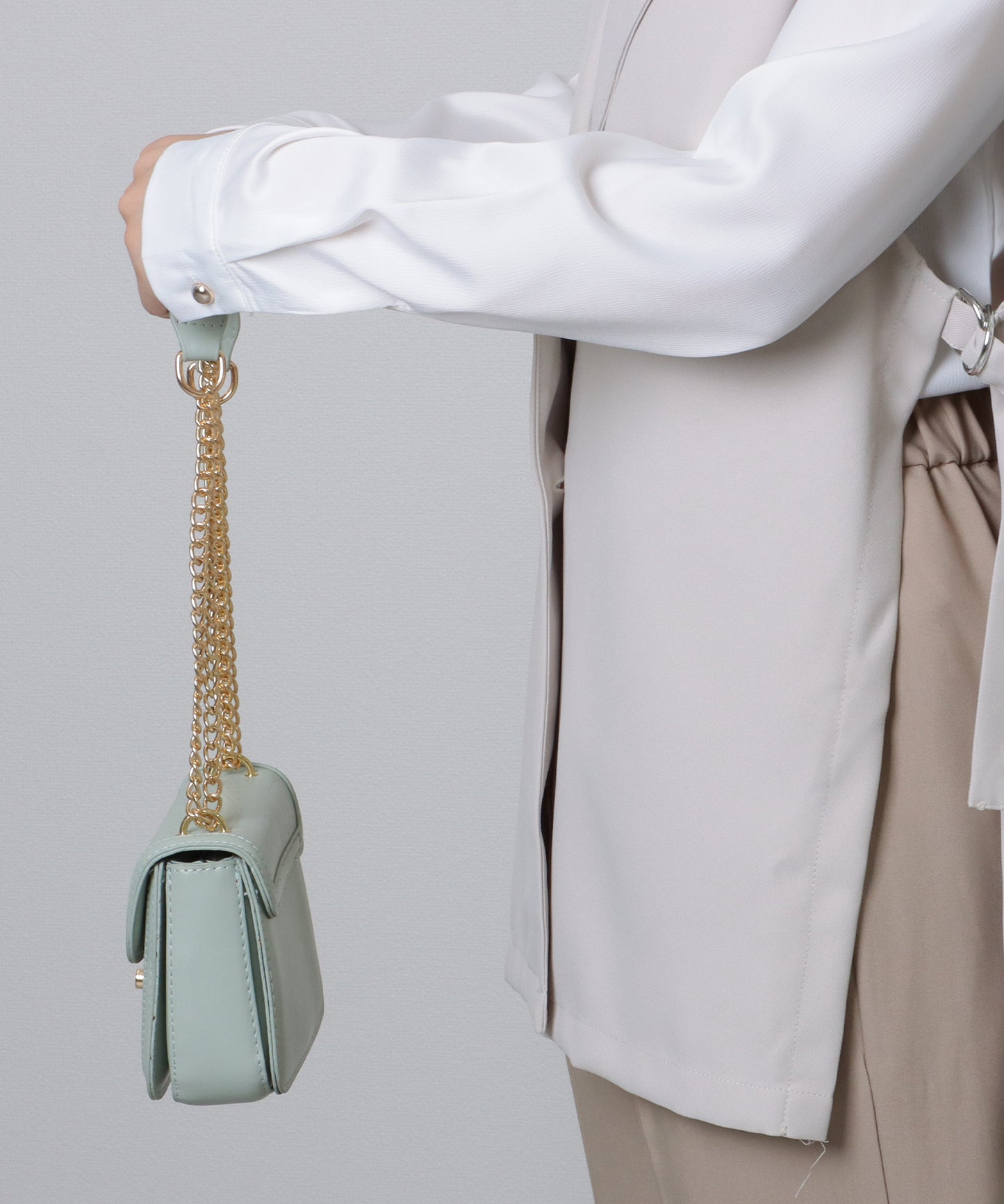 クロコ風 型押し スクエア ショルダーバッグ