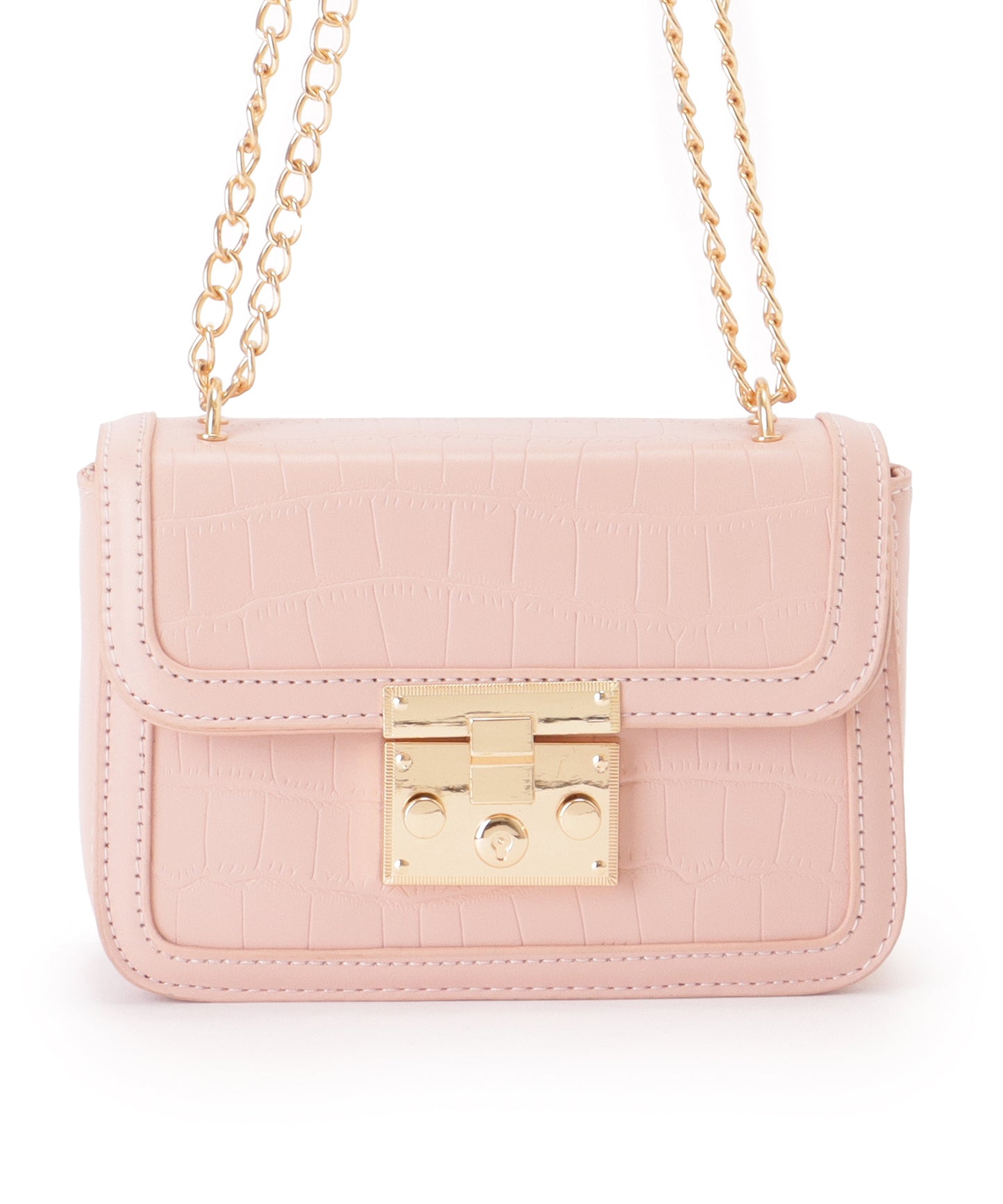 クロコ風 型押し スクエア ショルダーバッグ