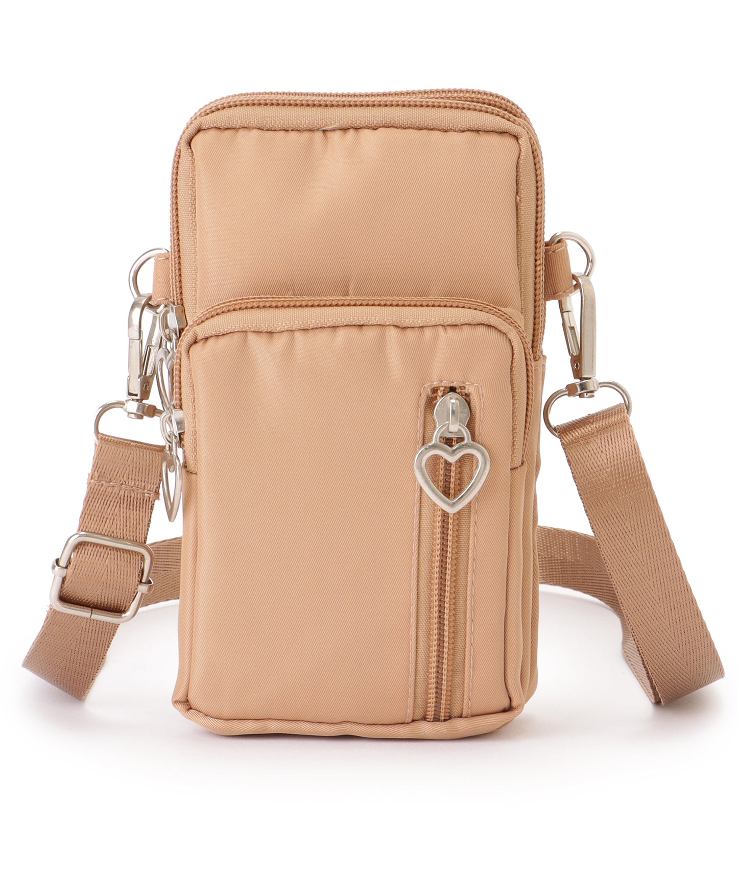 ハートチャーム付き 3WAY コンパクト スクエア ショルダー スマホ バッグ