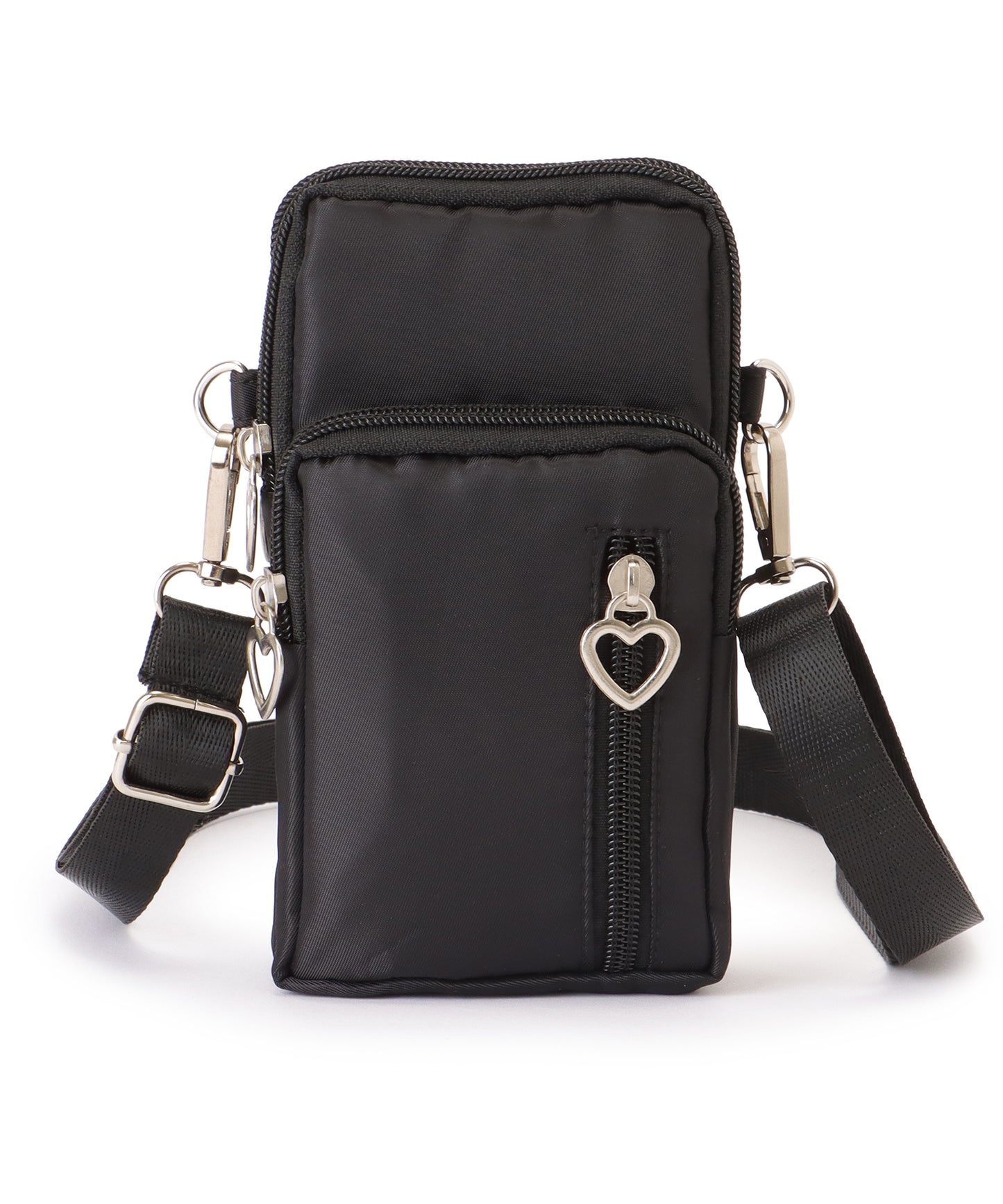 ハートチャーム付き 3WAY コンパクト スクエア ショルダー スマホ バッグ