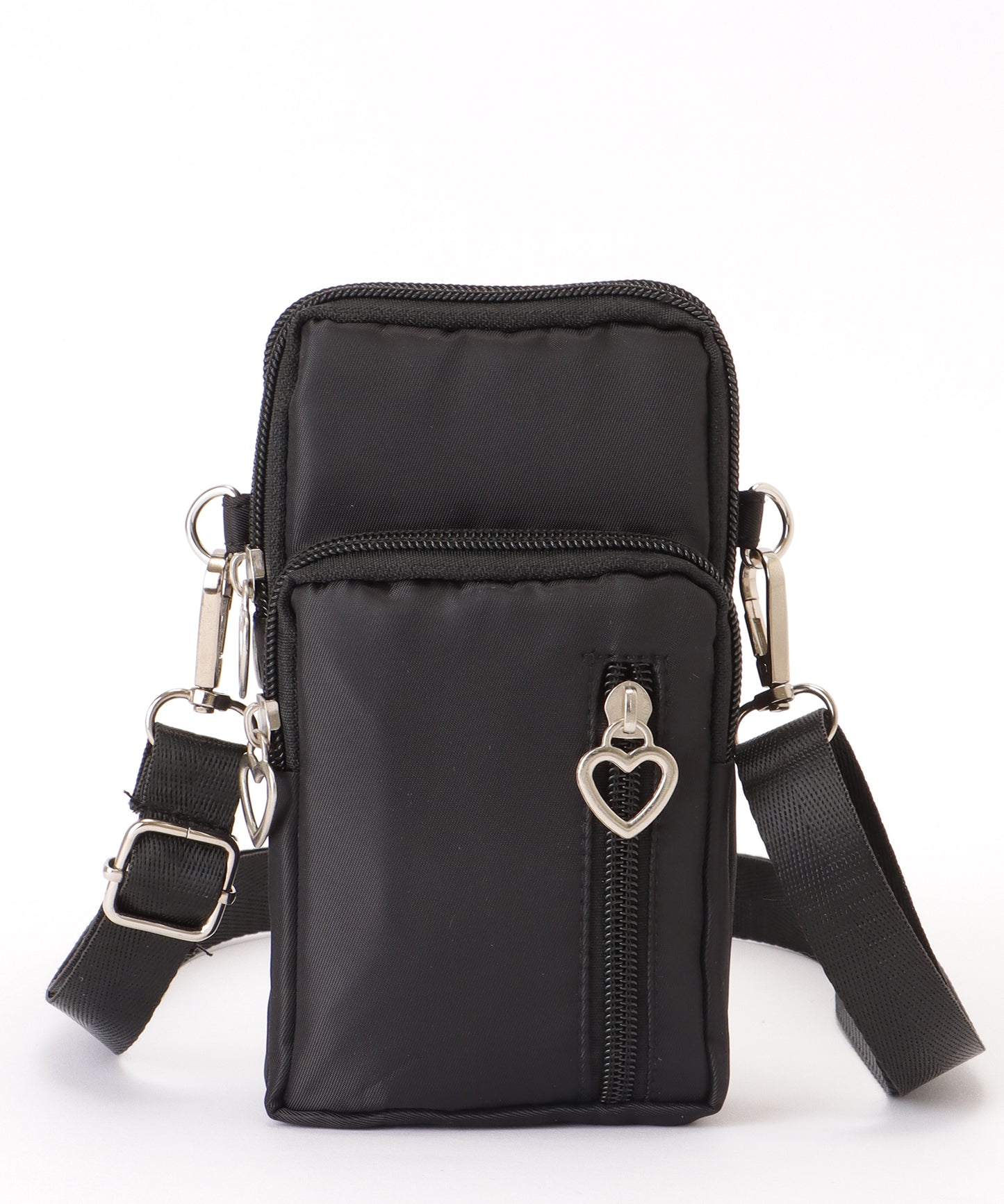 ハートチャーム付き 3WAY コンパクト スクエア ショルダー スマホ バッグ