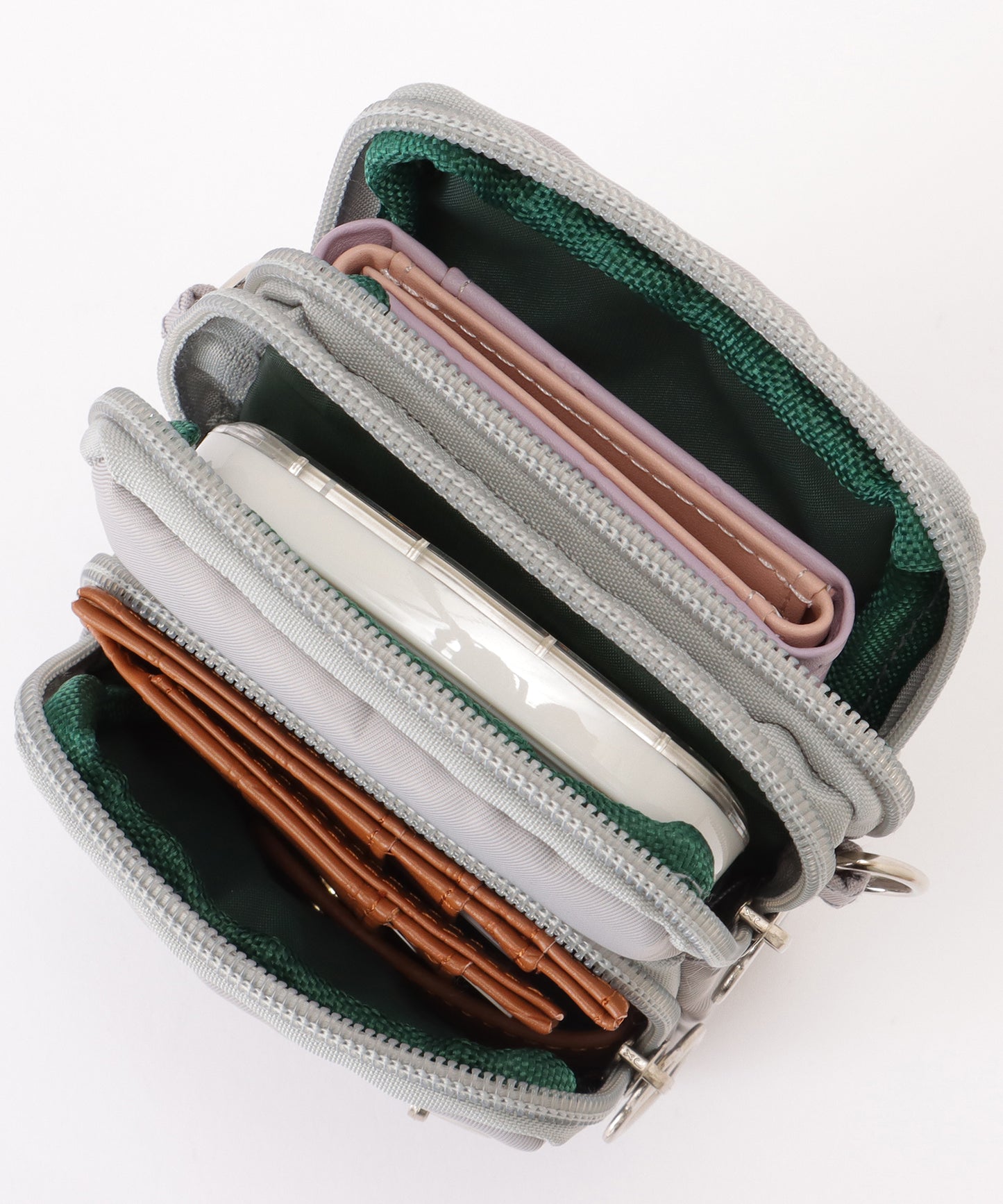 ハートチャーム付き 3WAY コンパクト スクエア ショルダー スマホ バッグ