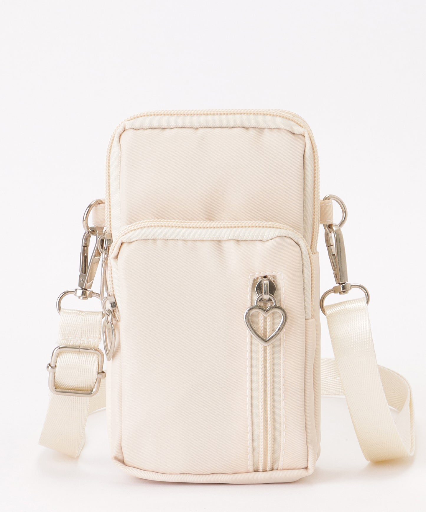 ハートチャーム付き 3WAY コンパクト スクエア ショルダー スマホ バッグ