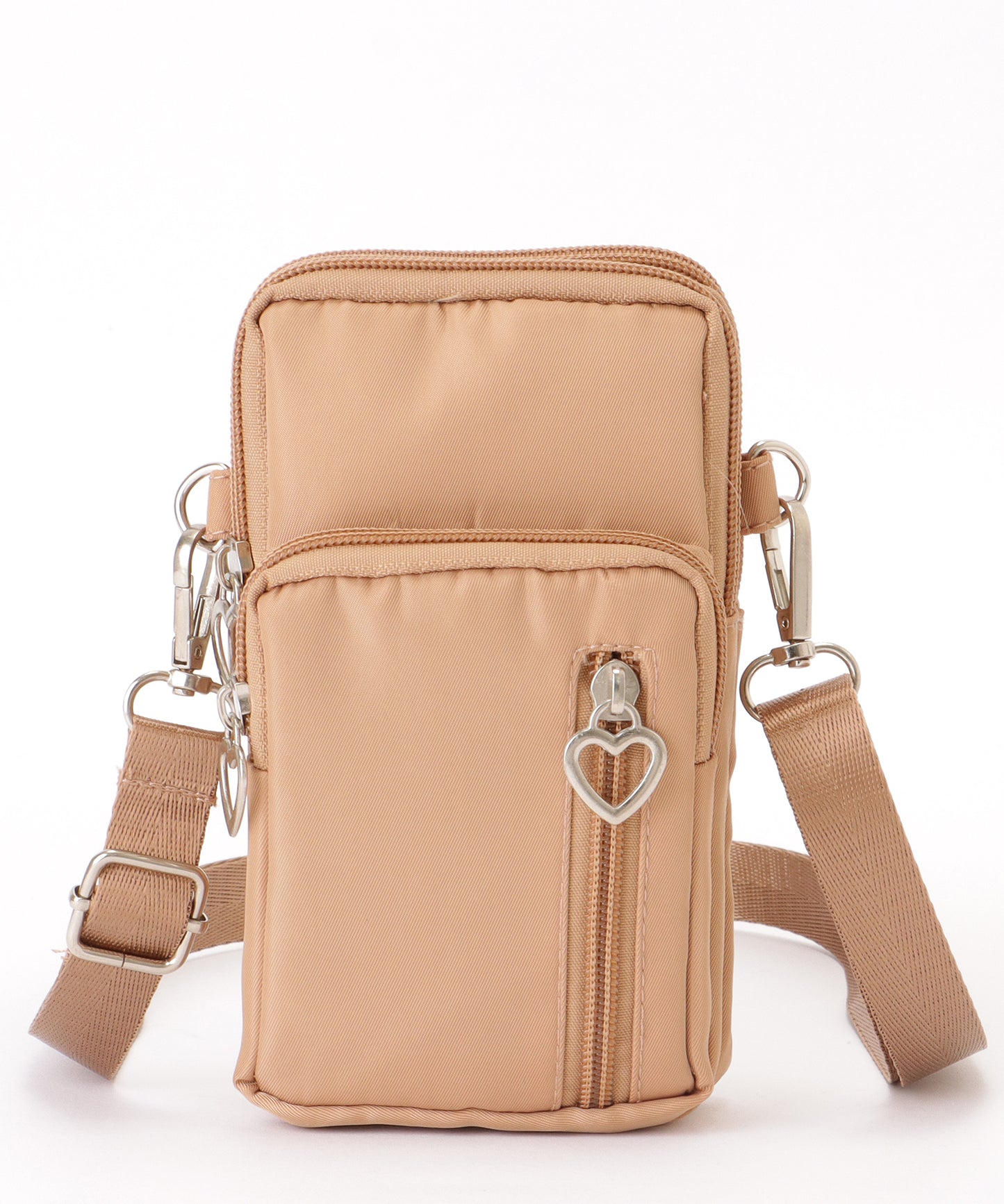 ハートチャーム付き 3WAY コンパクト スクエア ショルダー スマホ バッグ
