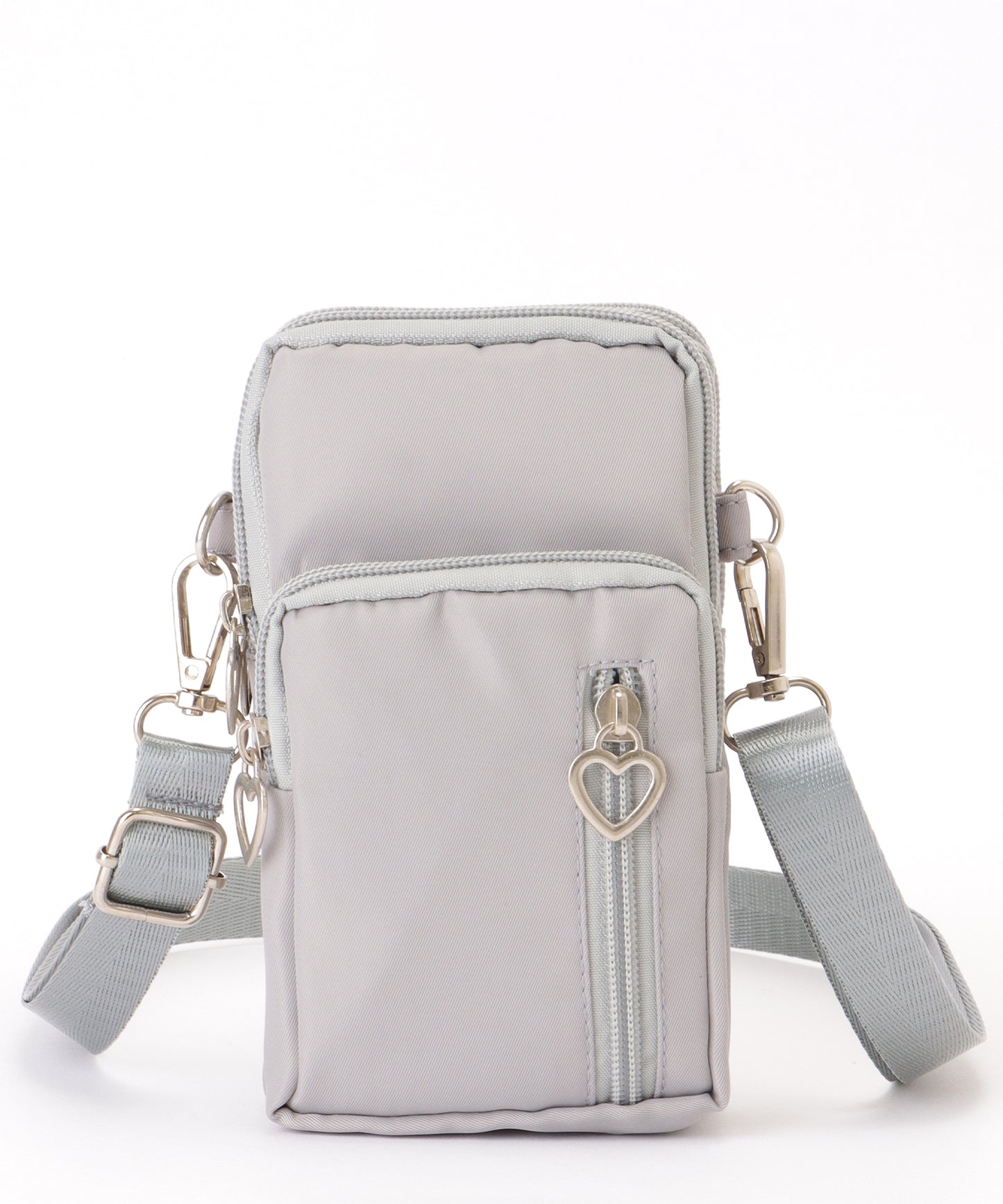 ハートチャーム付き 3WAY コンパクト スクエア ショルダー スマホ バッグ