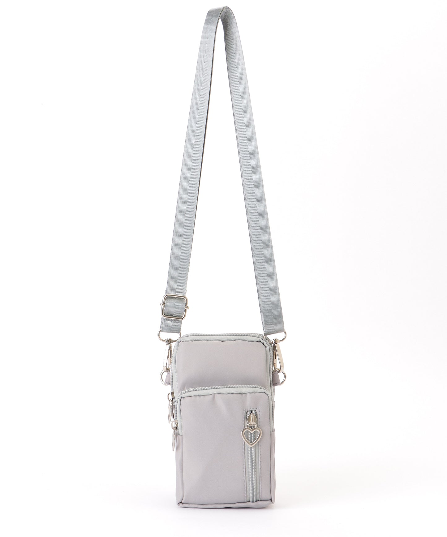 ハートチャーム付き 3WAY コンパクト スクエア ショルダー スマホ バッグ