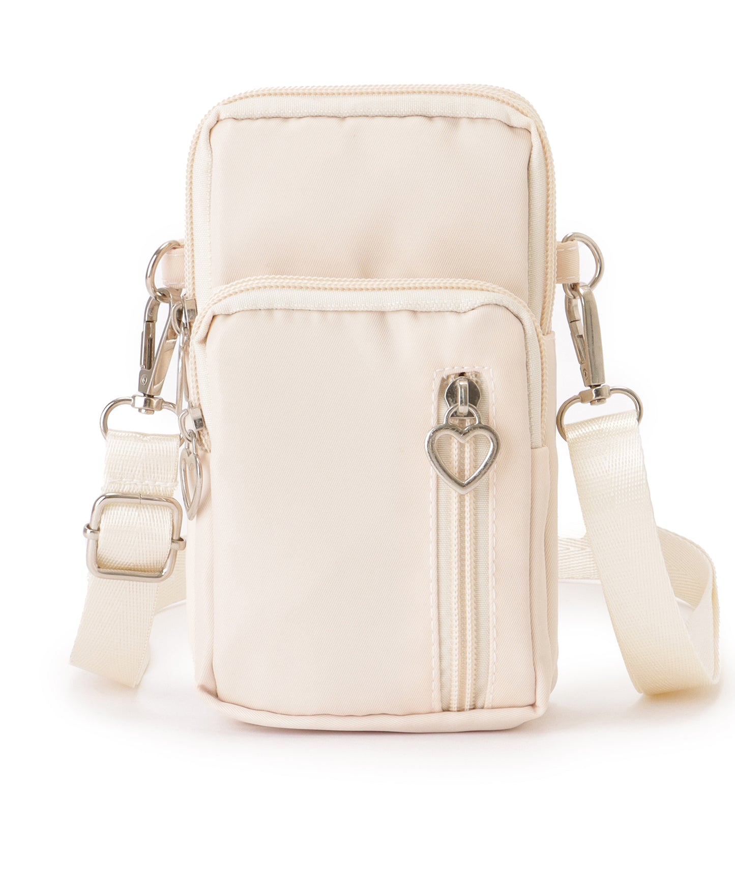 ハートチャーム付き 3WAY コンパクト スクエア ショルダー スマホ バッグ