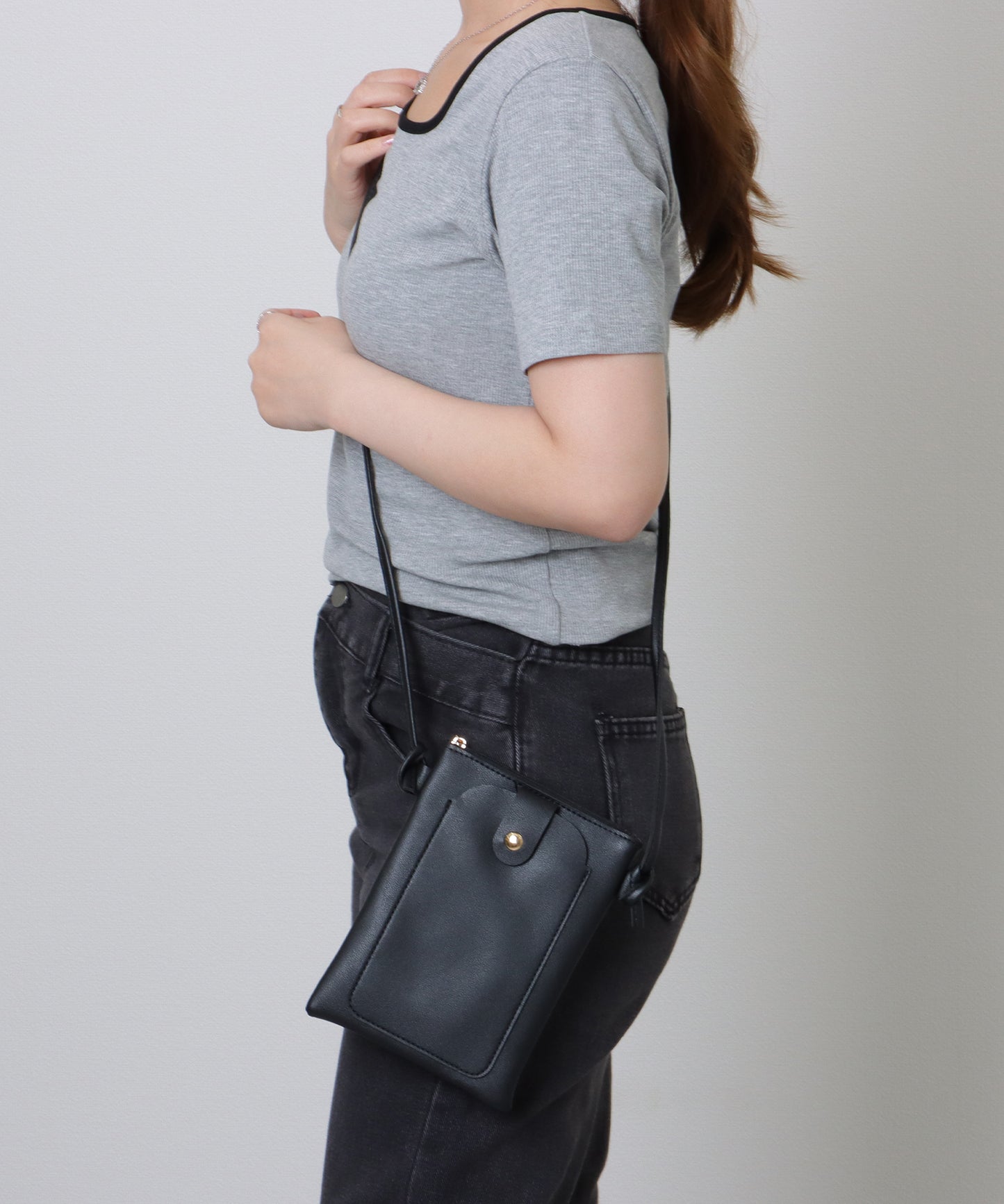 キーリング付き コンパクト サコッシュ バッグ