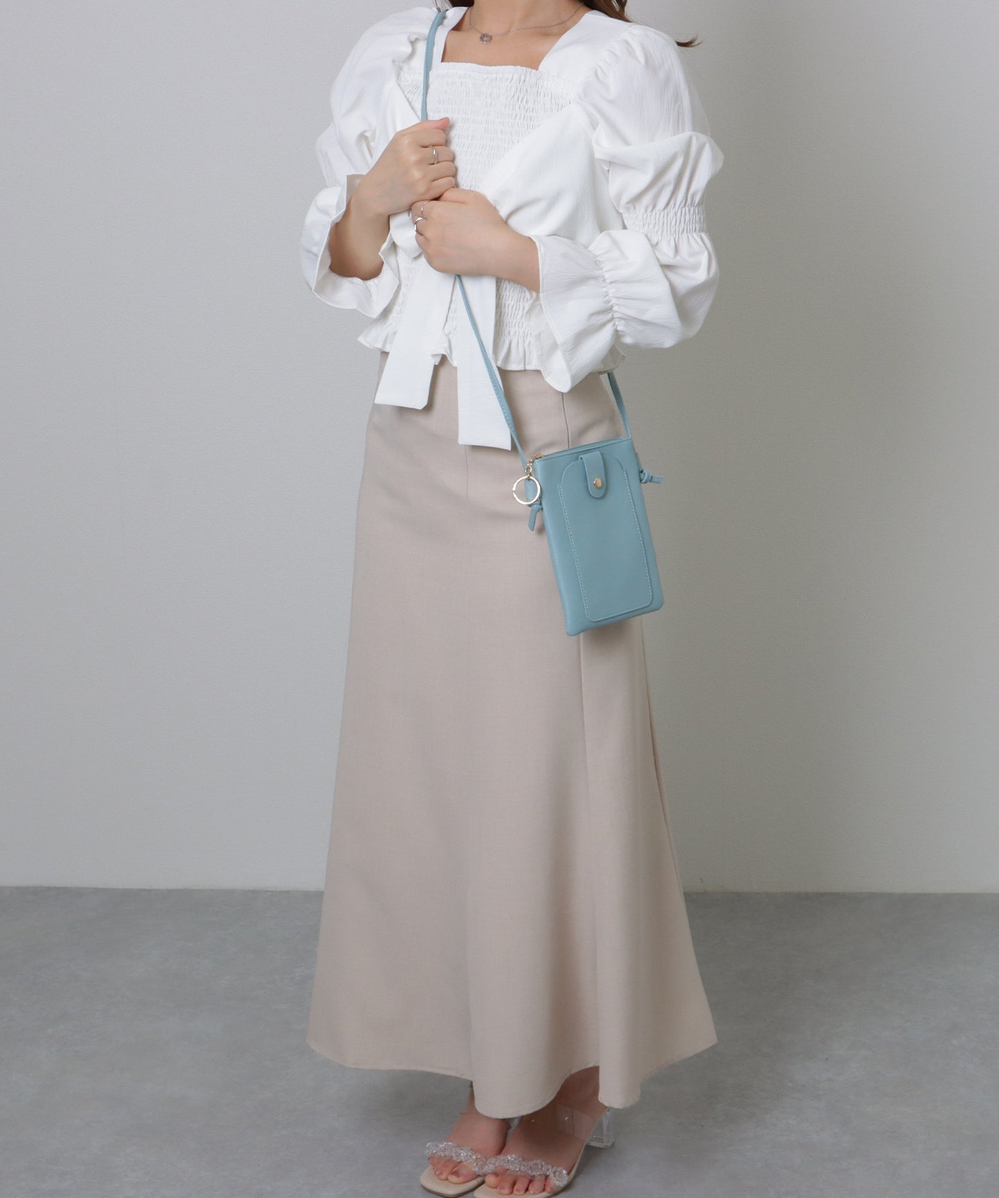 キーリング付き コンパクト サコッシュ バッグ