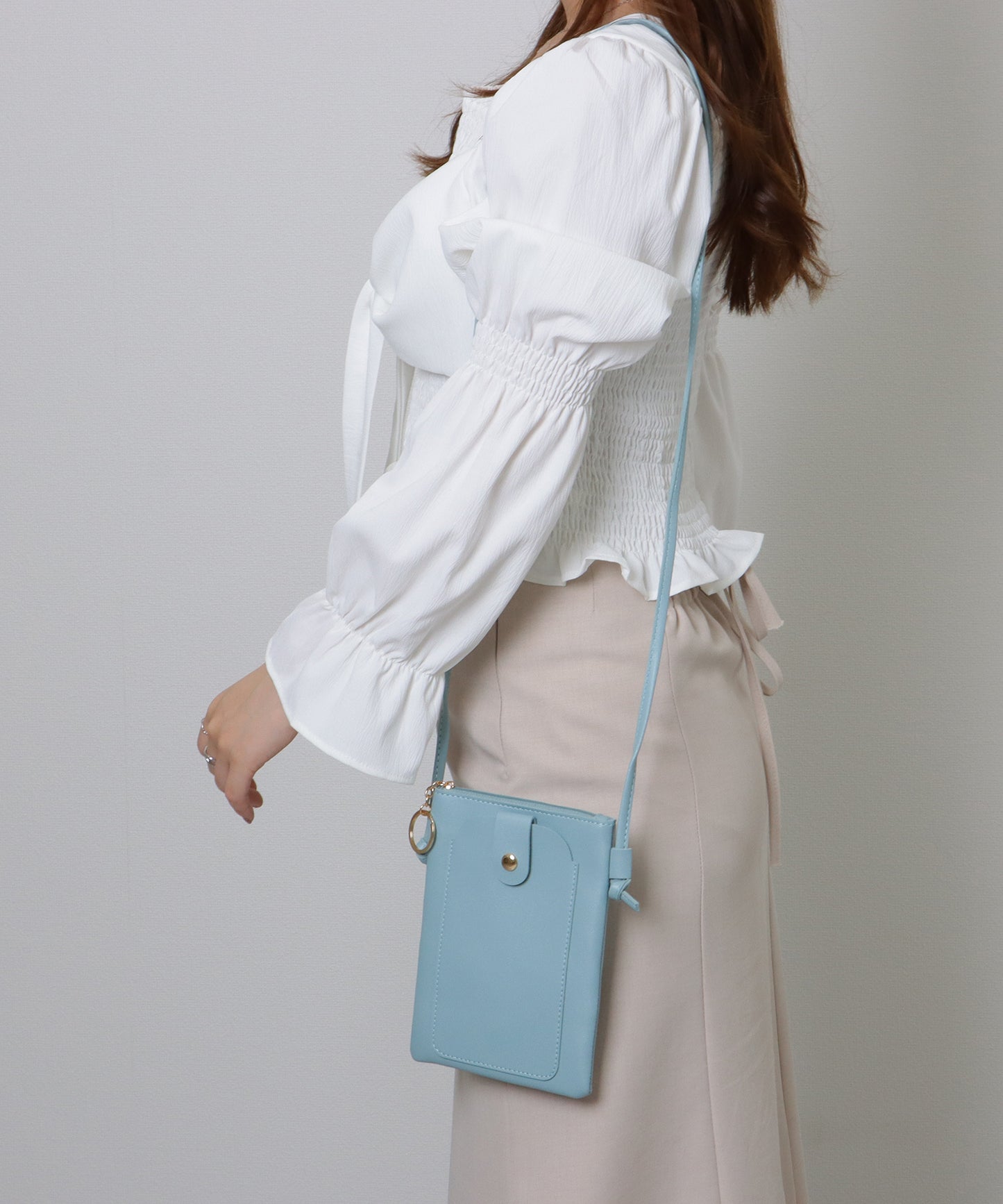 キーリング付き コンパクト サコッシュ バッグ