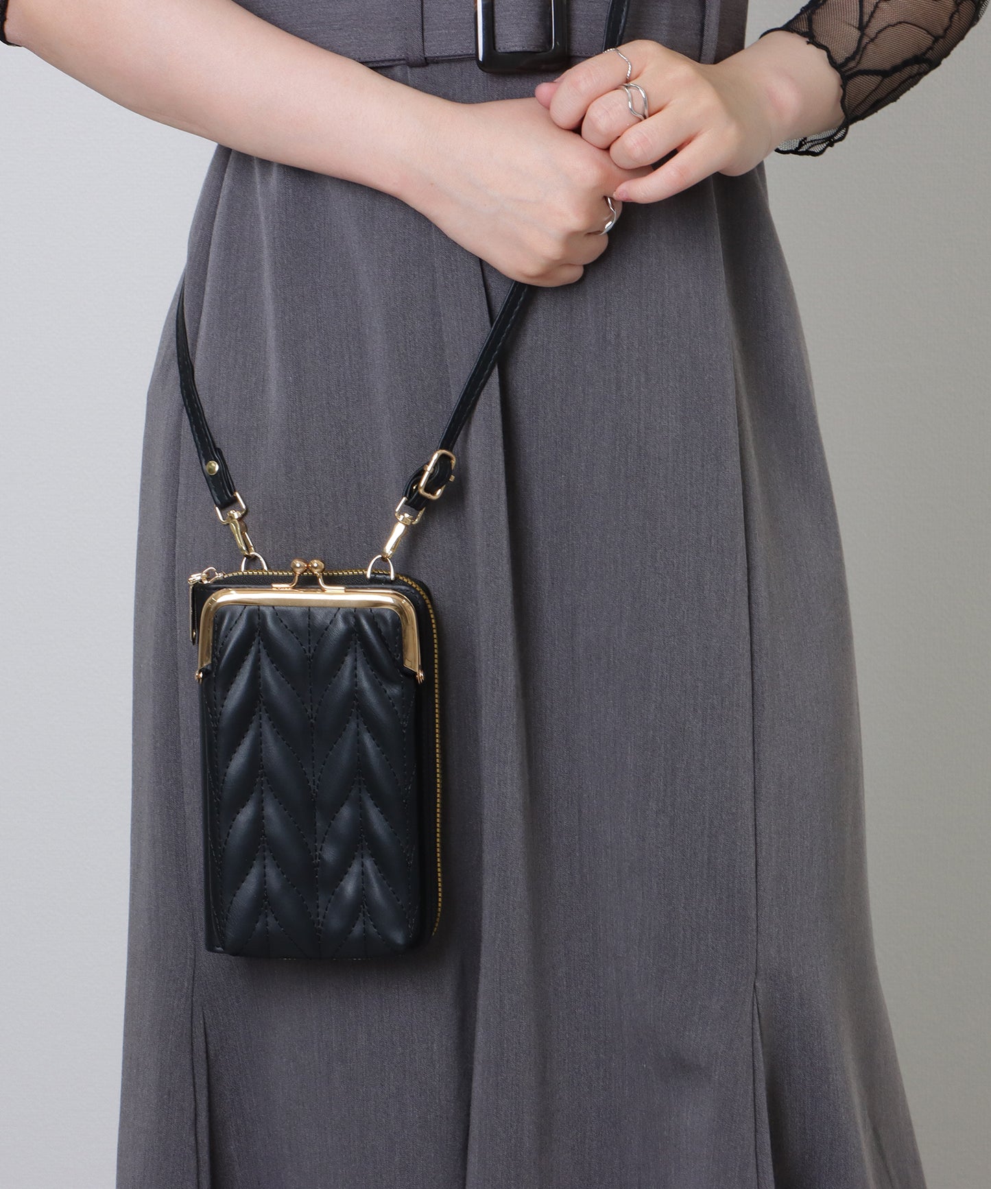 キルティング がま口 ウォレット バッグ