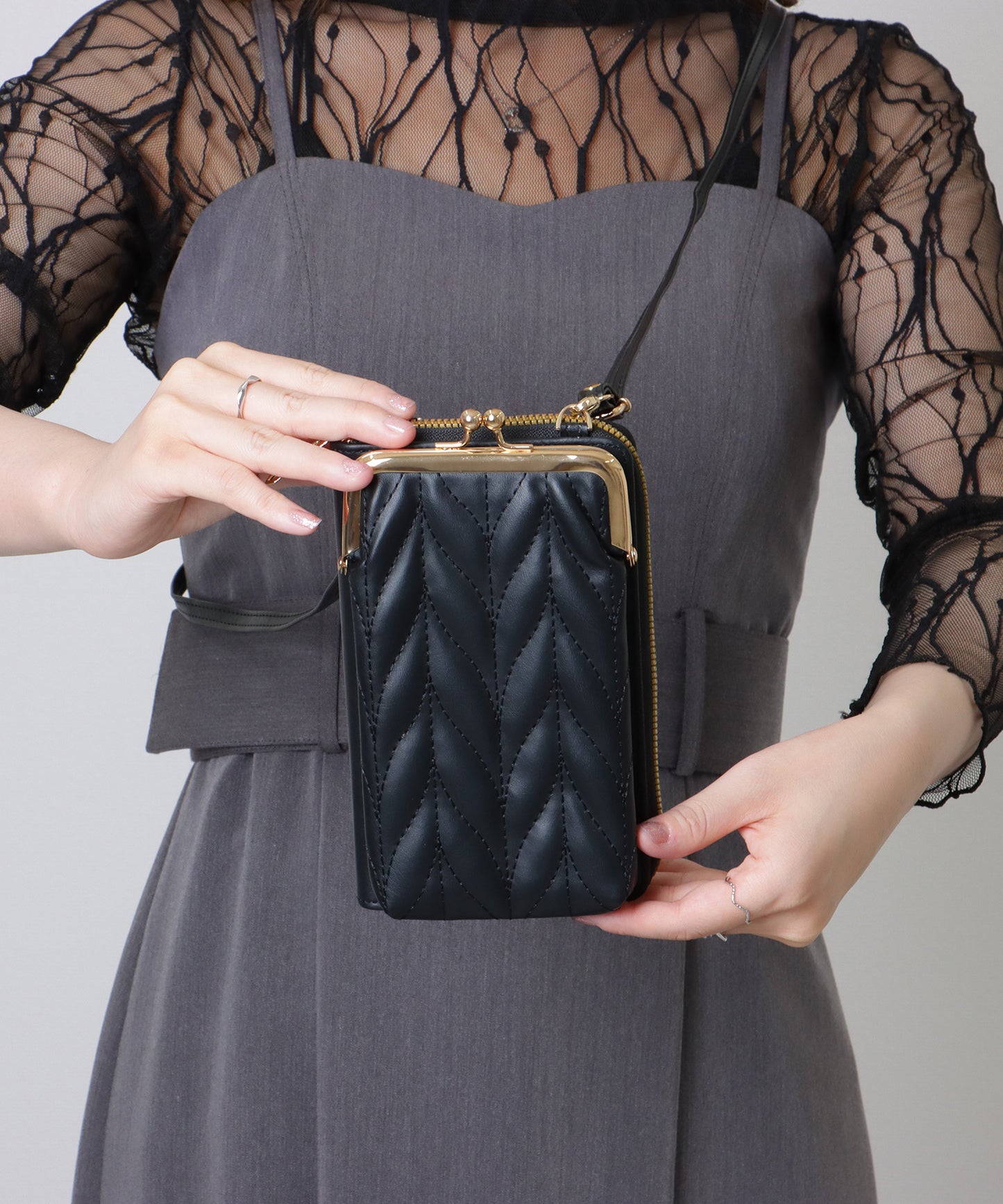 キルティング がま口 ウォレット バッグ