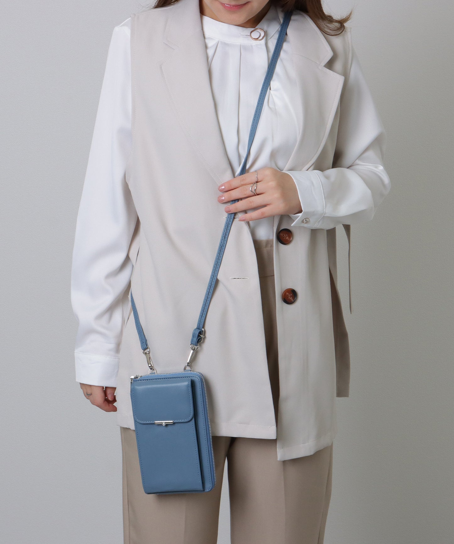 パールモチーフ付き スクエア ウォレット バッグ