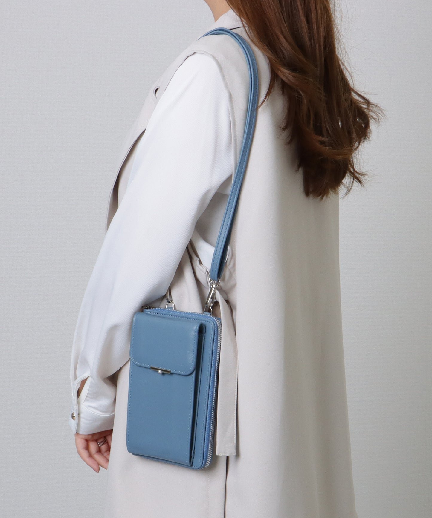 パールモチーフ付き スクエア ウォレット バッグ