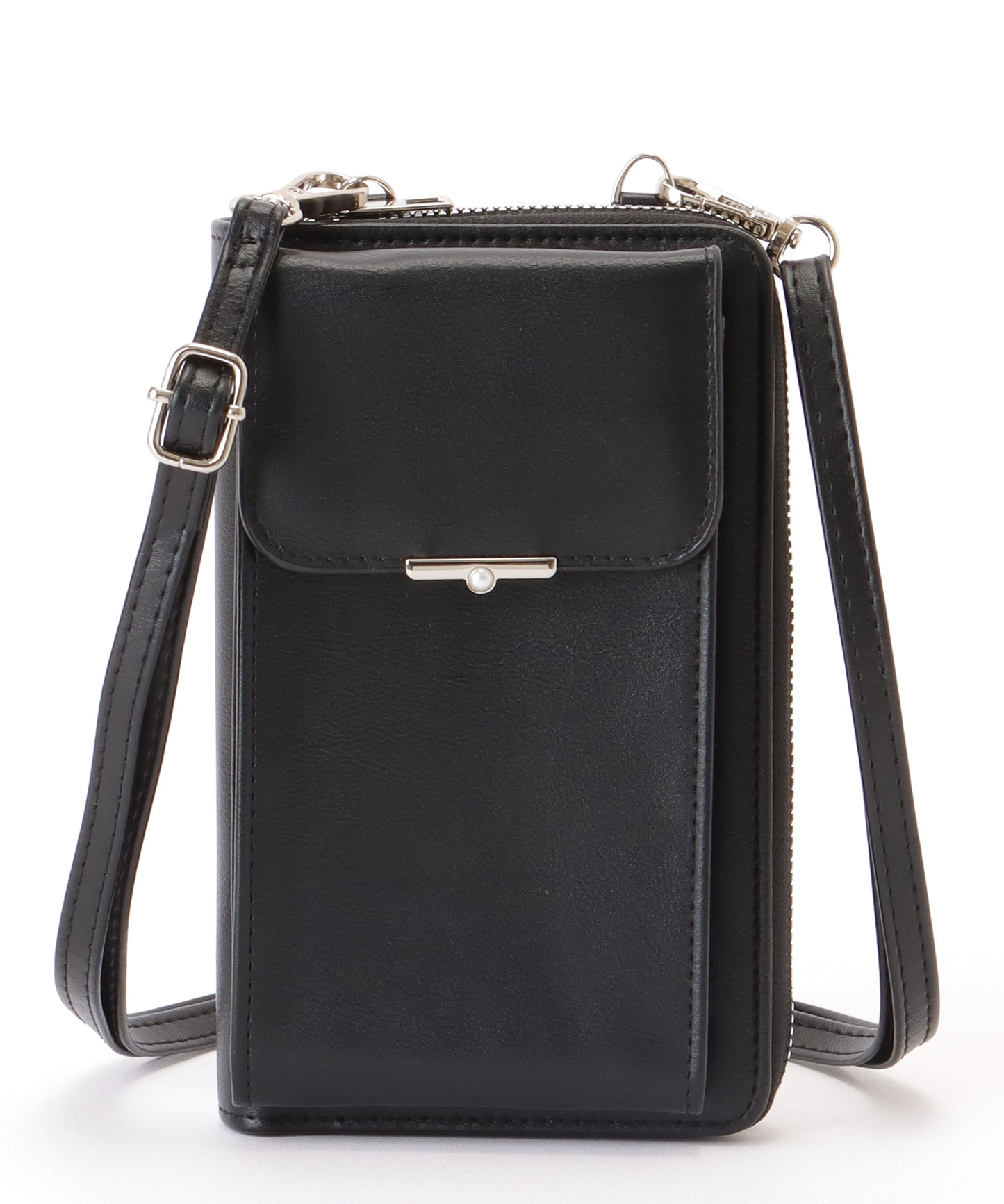 パールモチーフ付き スクエア ウォレット バッグ