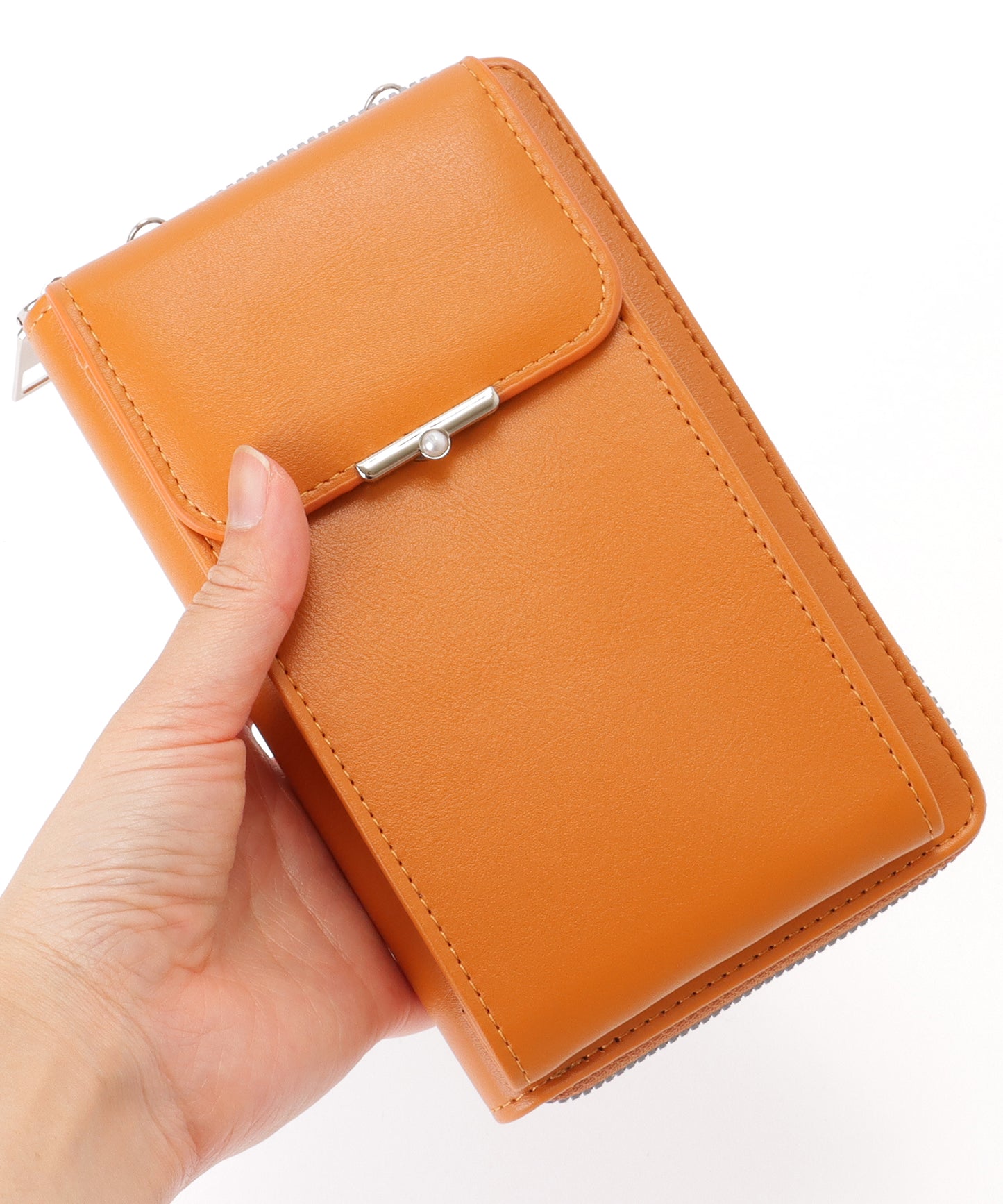 パールモチーフ付き スクエア ウォレット バッグ