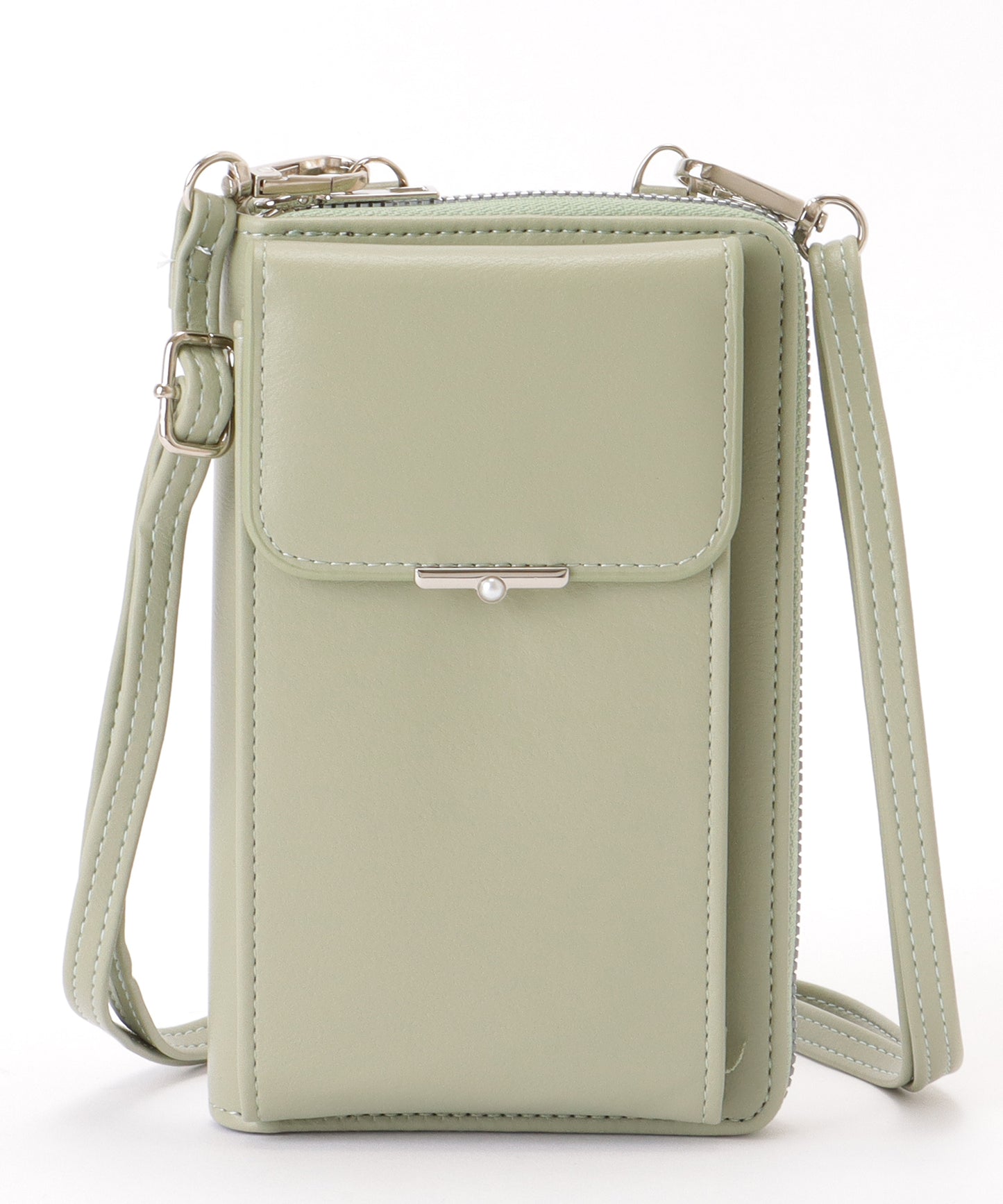 パールモチーフ付き スクエア ウォレット バッグ