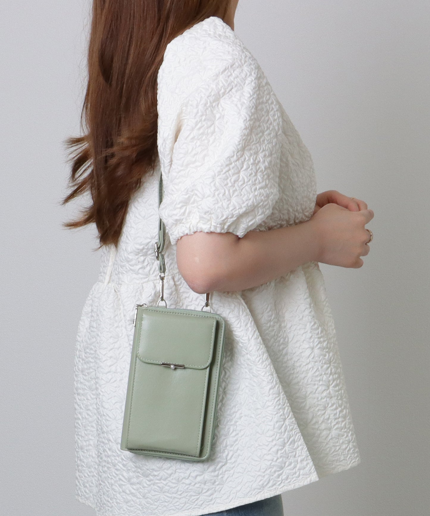 パールモチーフ付き スクエア ウォレット バッグ