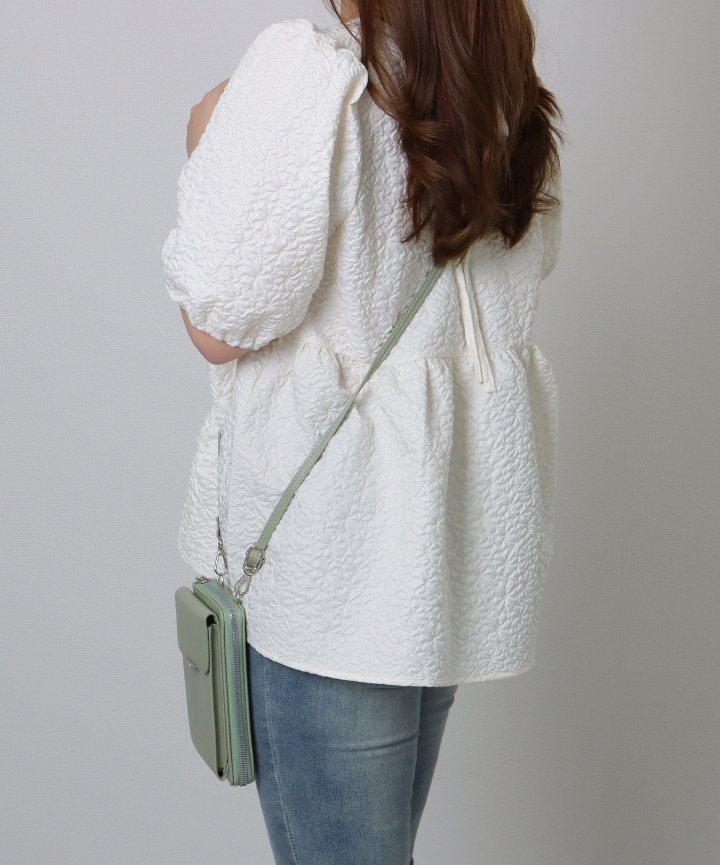 パールモチーフ付き スクエア ウォレット バッグ