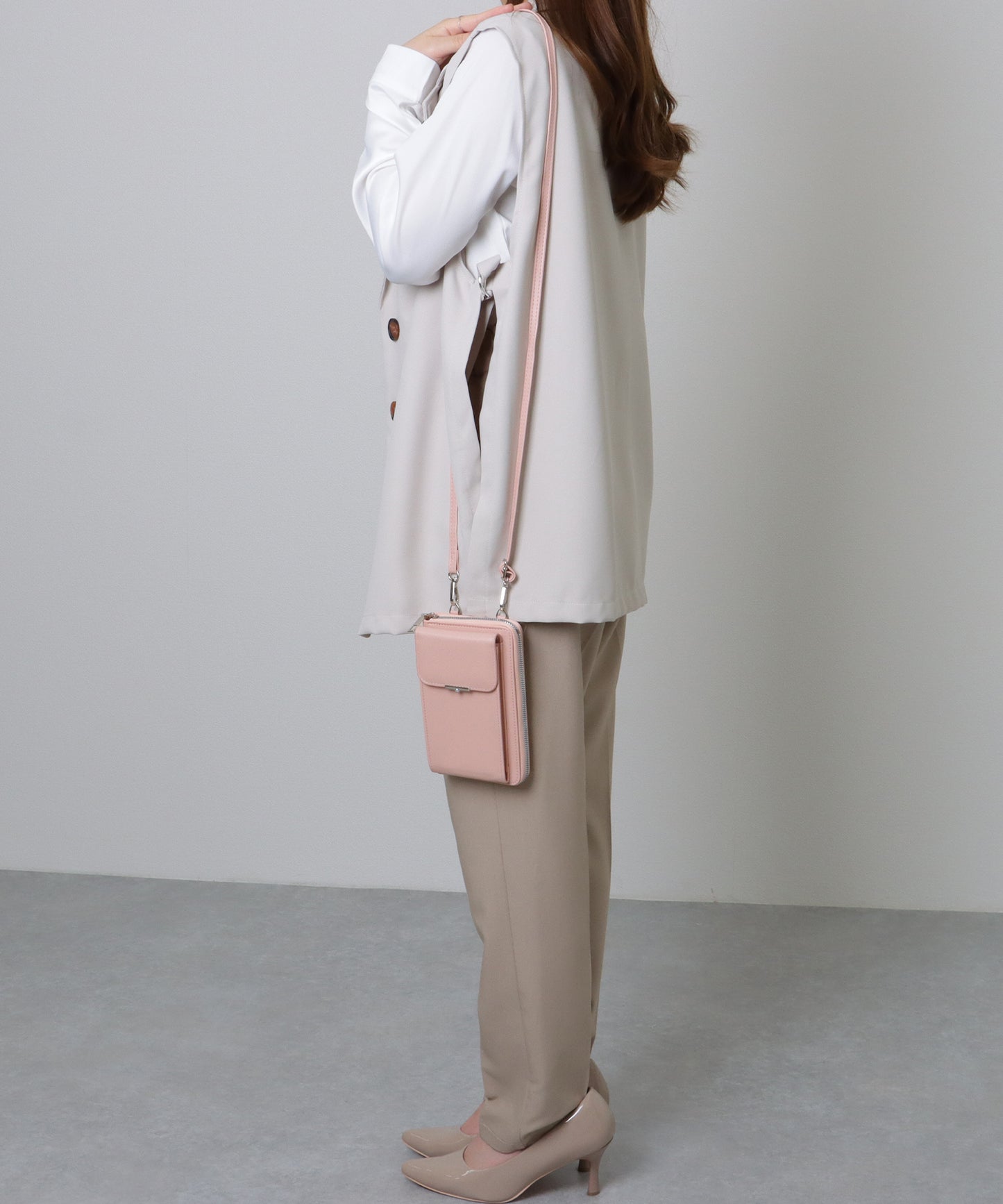 パールモチーフ付き スクエア ウォレット バッグ