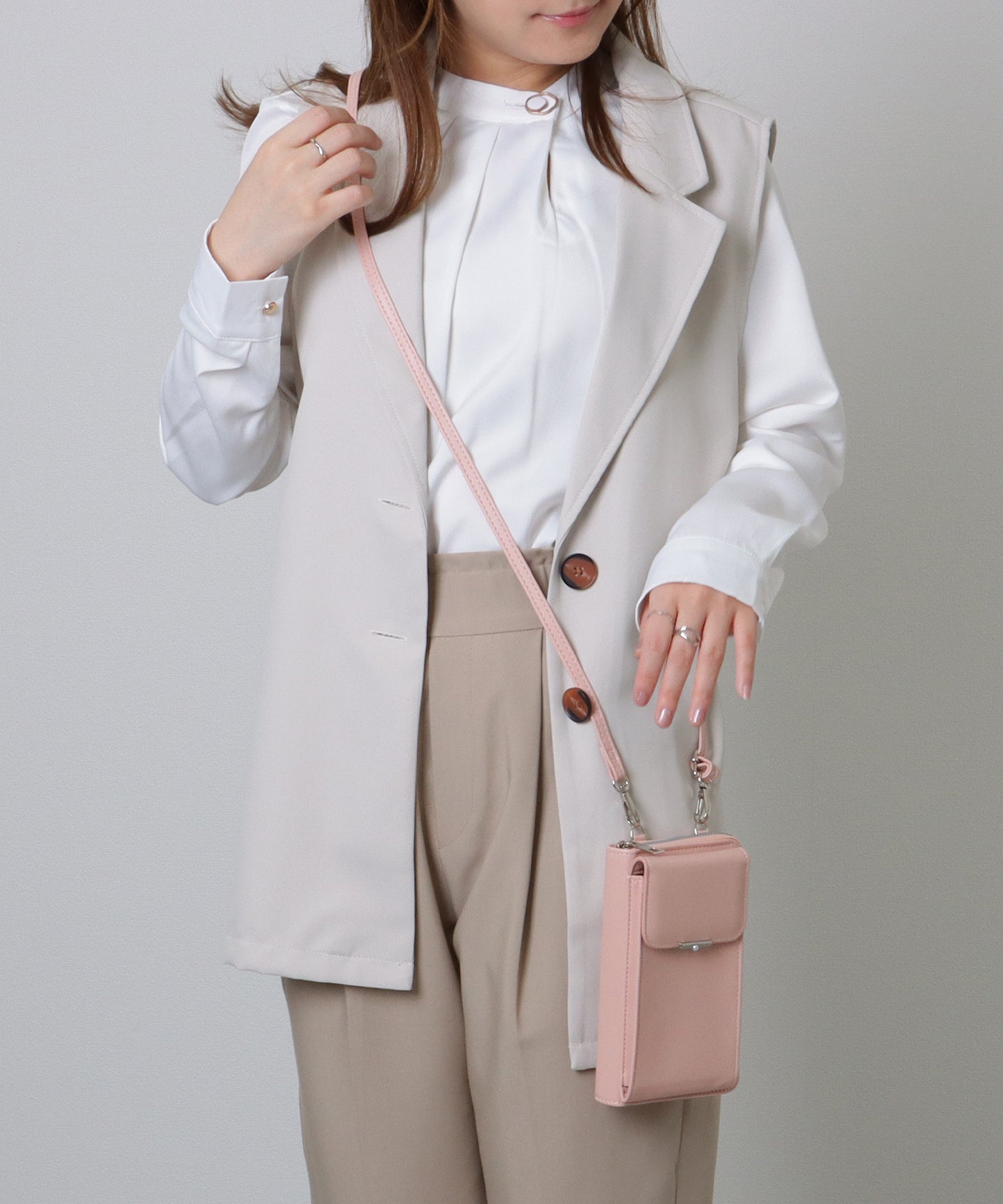 パールモチーフ付き スクエア ウォレット バッグ