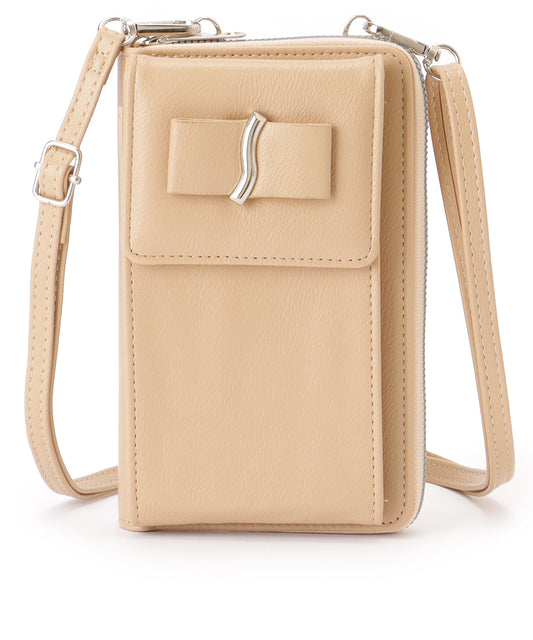 メタリック ウエーブモチーフ付き スクエア ウォレット バッグ