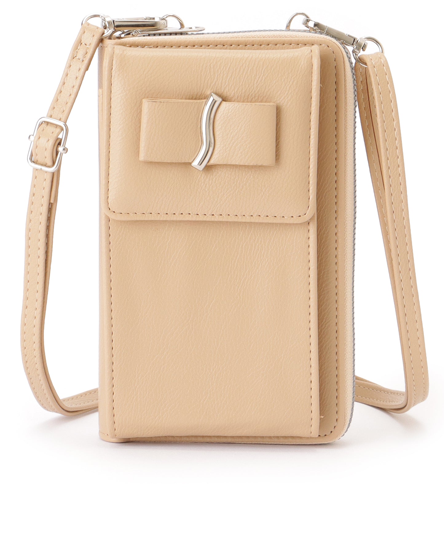 メタリック ウエーブモチーフ付き スクエア ウォレット バッグ