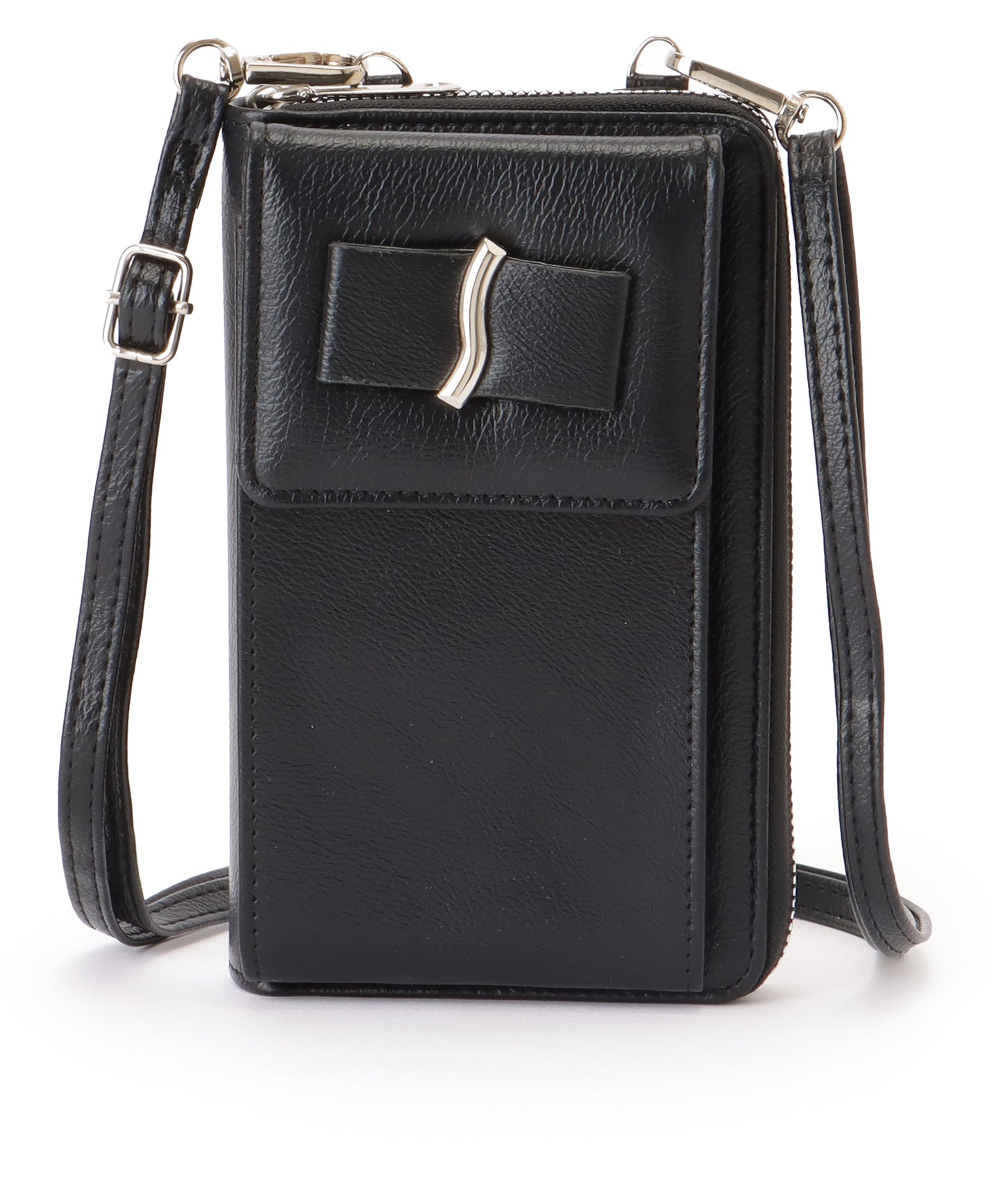 メタリック ウエーブモチーフ付き スクエア ウォレット バッグ