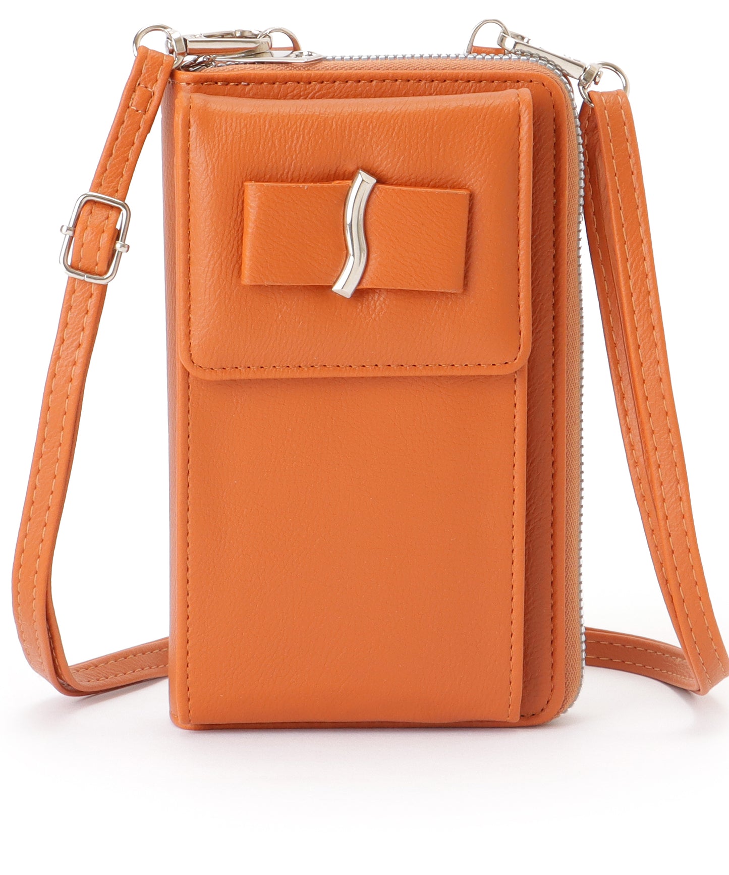 メタリック ウエーブモチーフ付き スクエア ウォレット バッグ