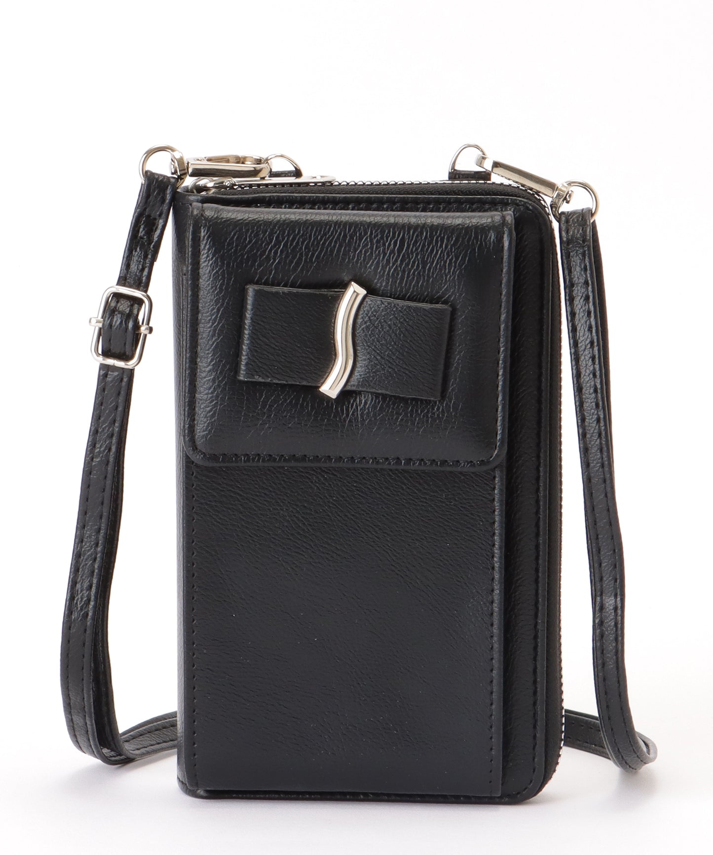 メタリック ウエーブモチーフ付き スクエア ウォレット バッグ