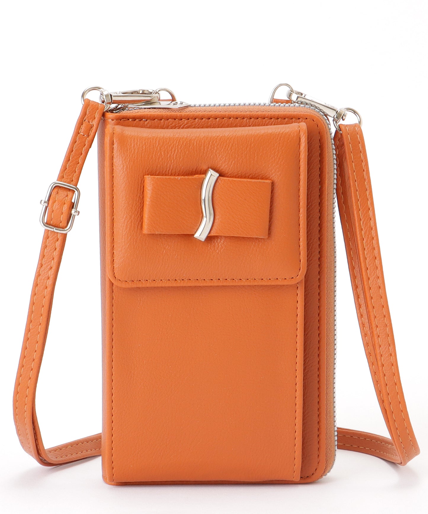 メタリック ウエーブモチーフ付き スクエア ウォレット バッグ