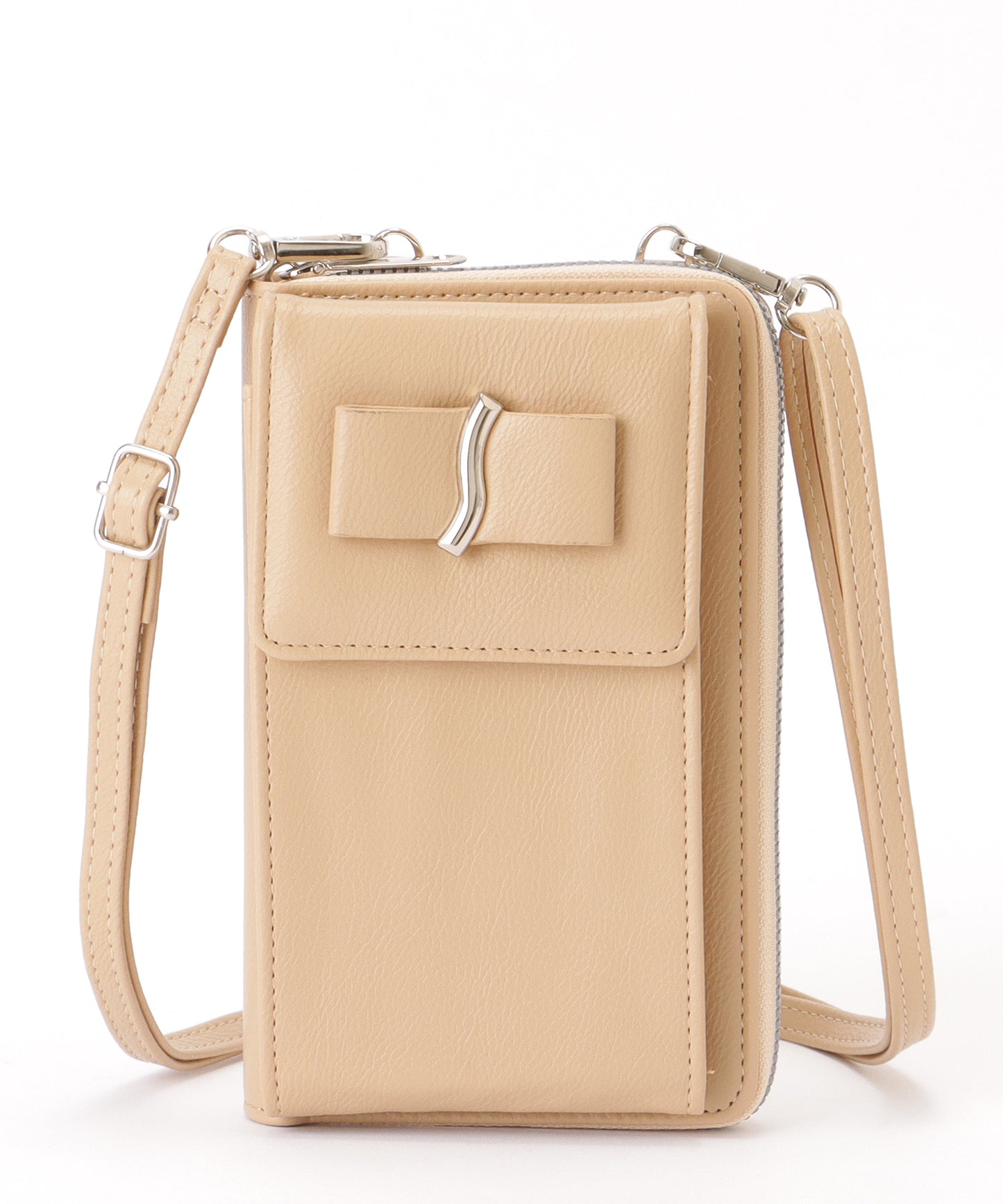 メタリック ウエーブモチーフ付き スクエア ウォレット バッグ