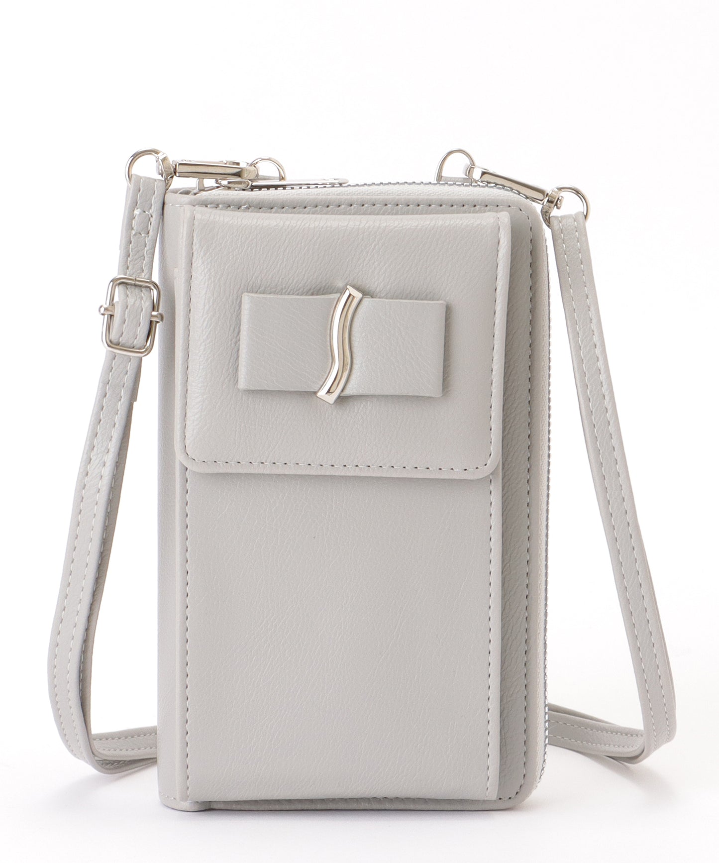 メタリック ウエーブモチーフ付き スクエア ウォレット バッグ