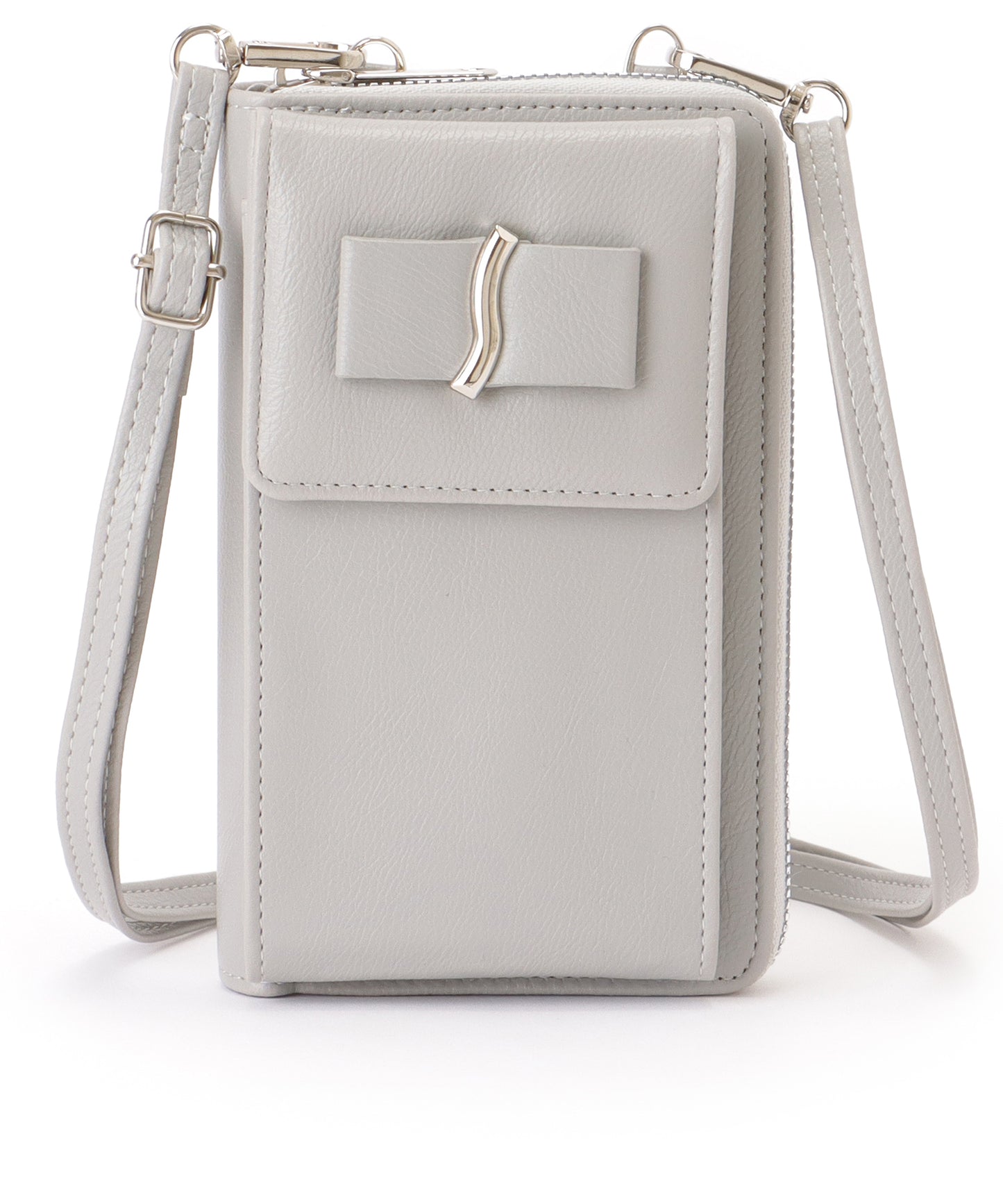 メタリック ウエーブモチーフ付き スクエア ウォレット バッグ