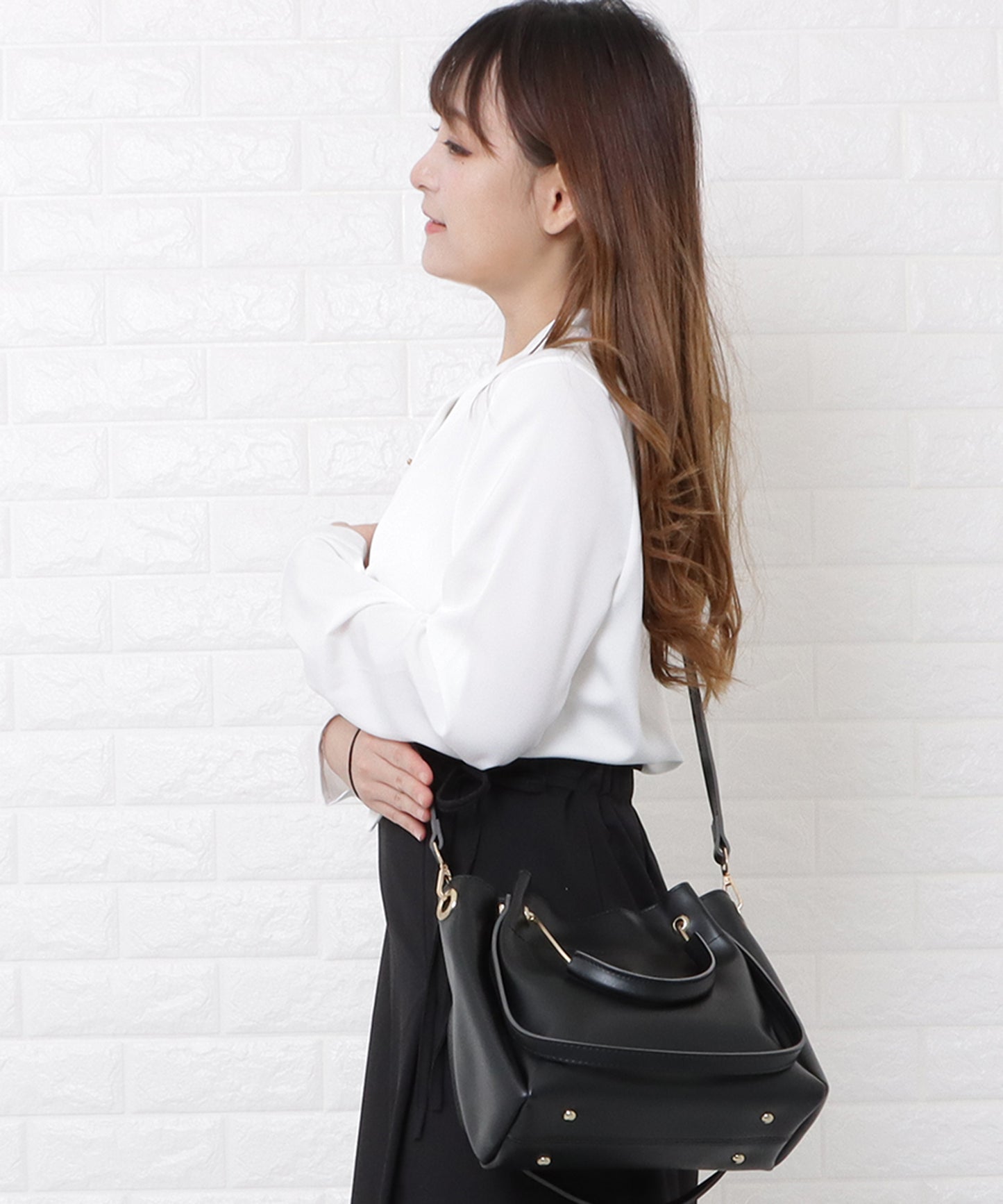 3wayメタルハンドルバッグ