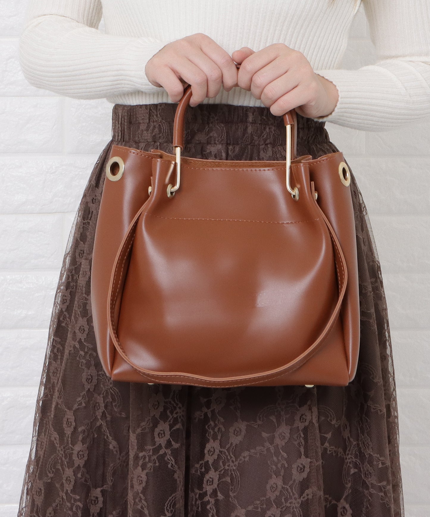 3wayメタルハンドルバッグ