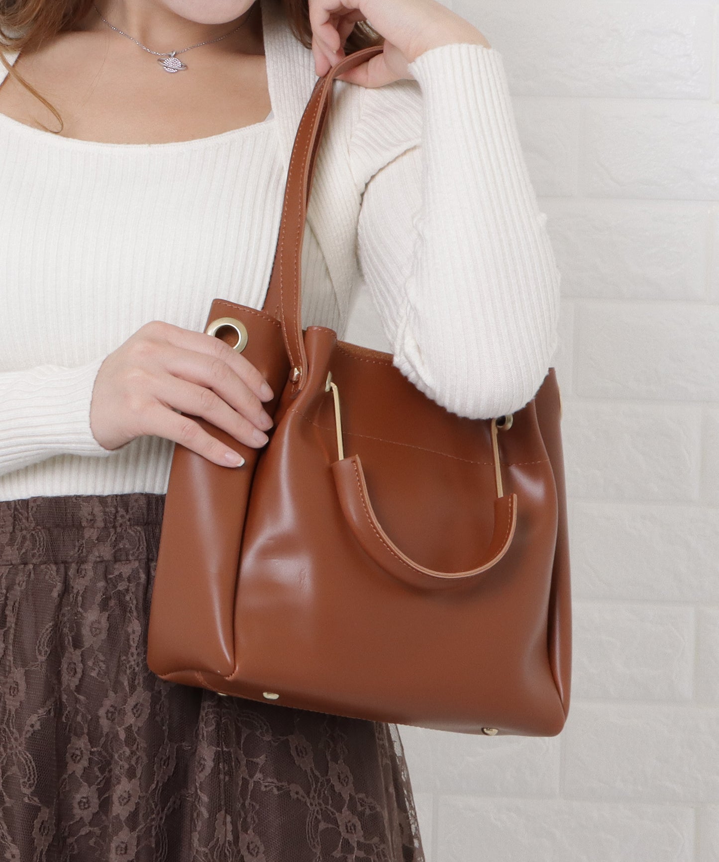 3wayメタルハンドルバッグ