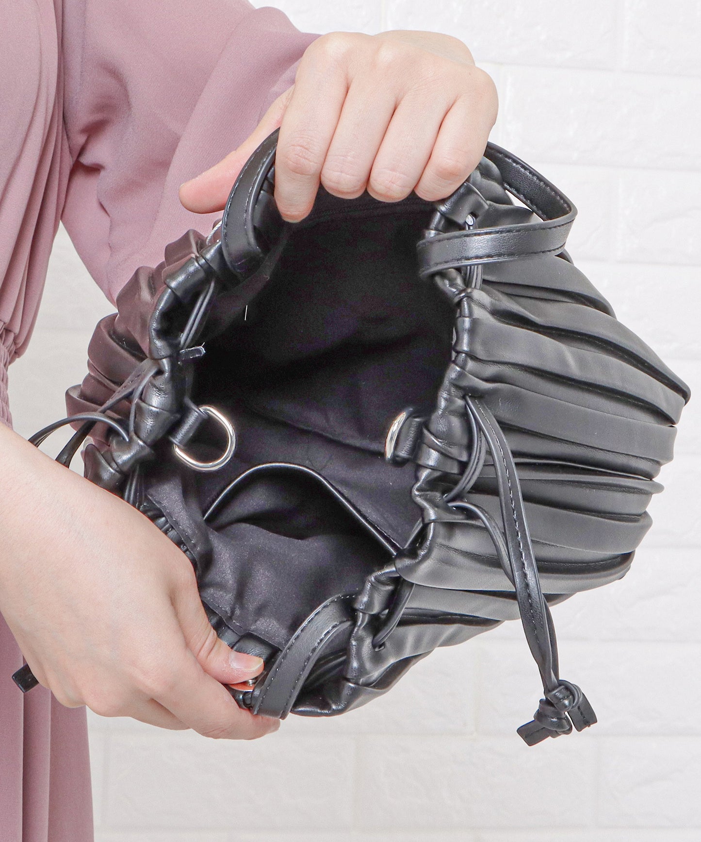 2wayプリーツ巾着バッグ