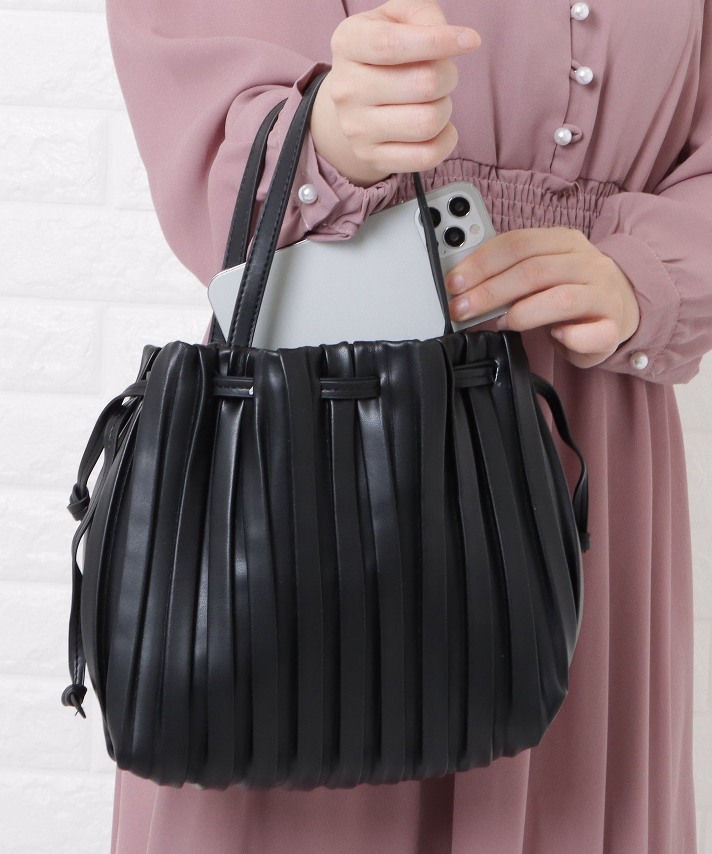 2wayプリーツ巾着バッグ