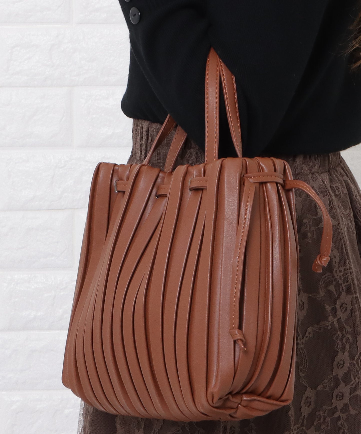 2wayプリーツ巾着バッグ