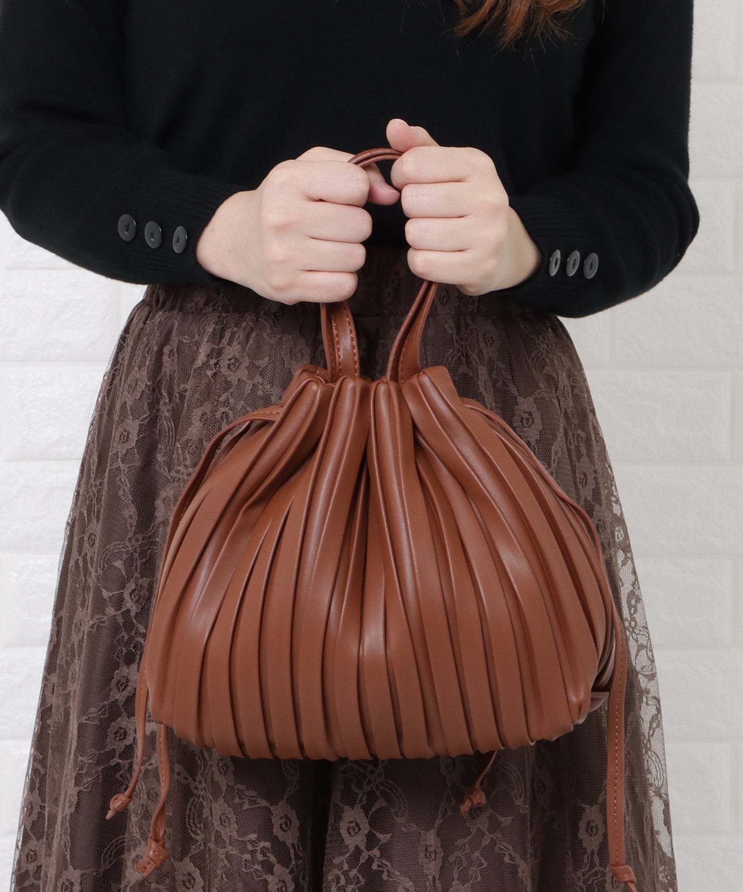 2wayプリーツ巾着バッグ