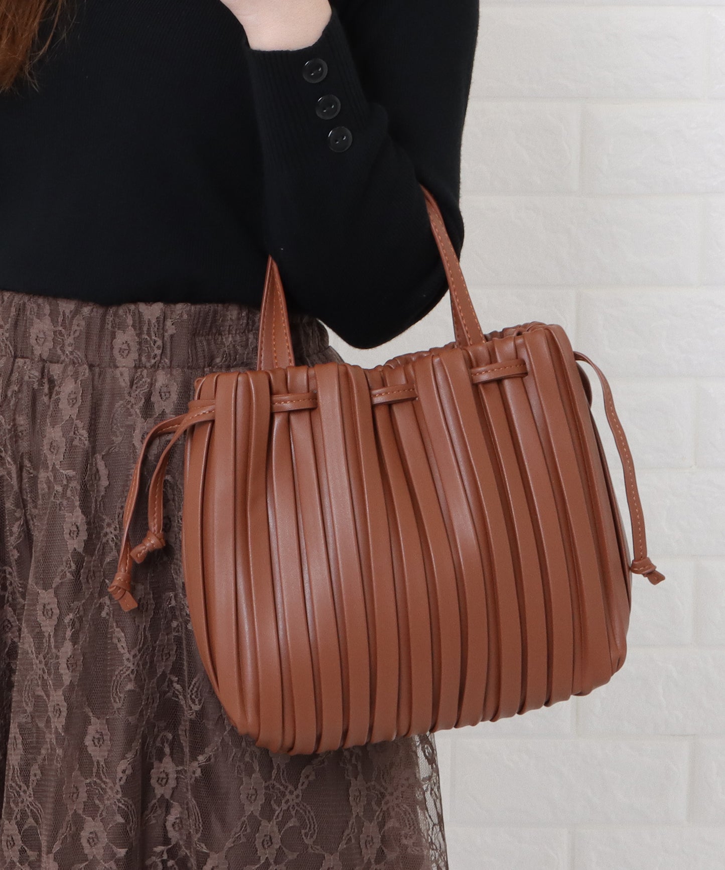 2wayプリーツ巾着バッグ