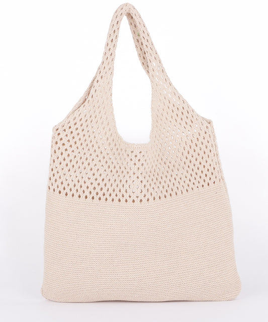 大容量 透かし編みニットトートバッグ