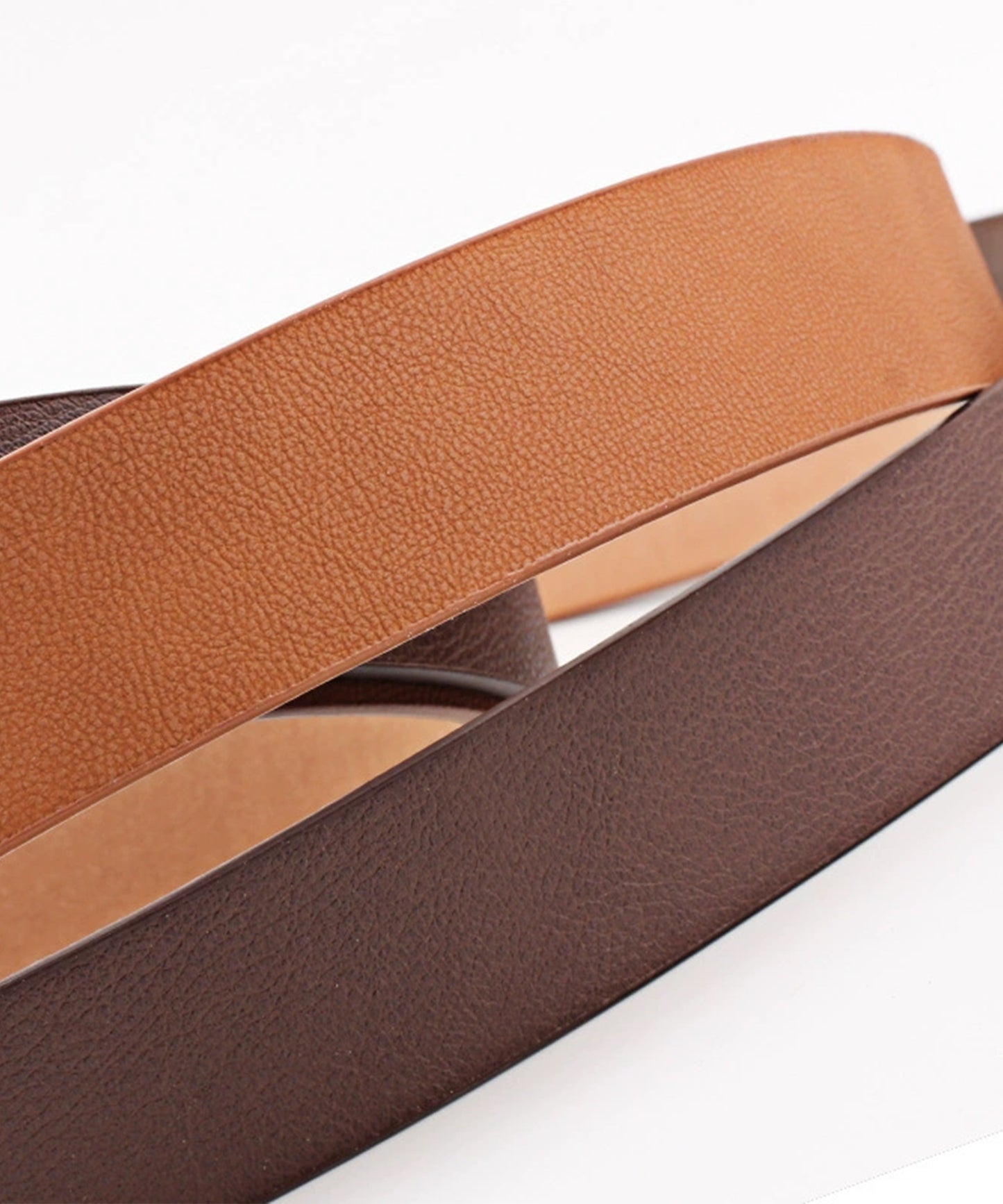 レザー調 穴なし シルバー バックル ベルト